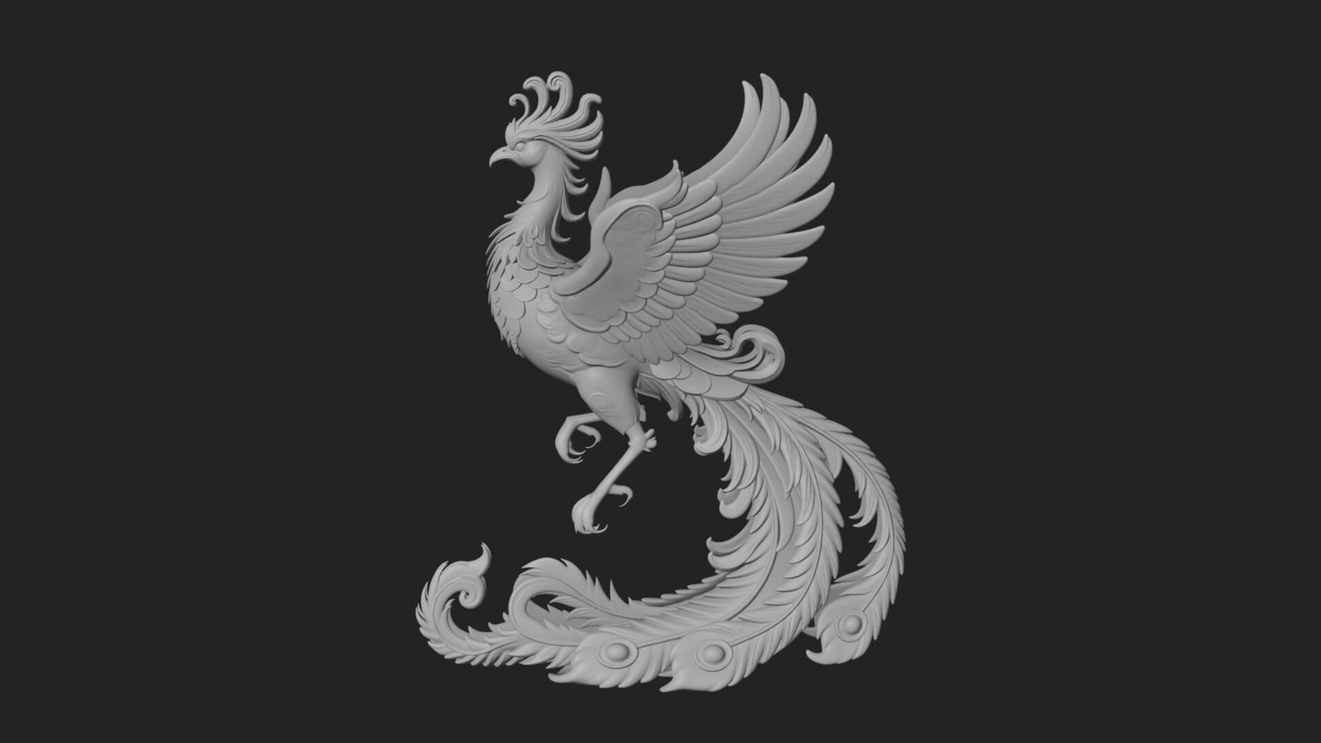 Rising Phoenix Bird Statue Design 2 3D Print Model 3D Model