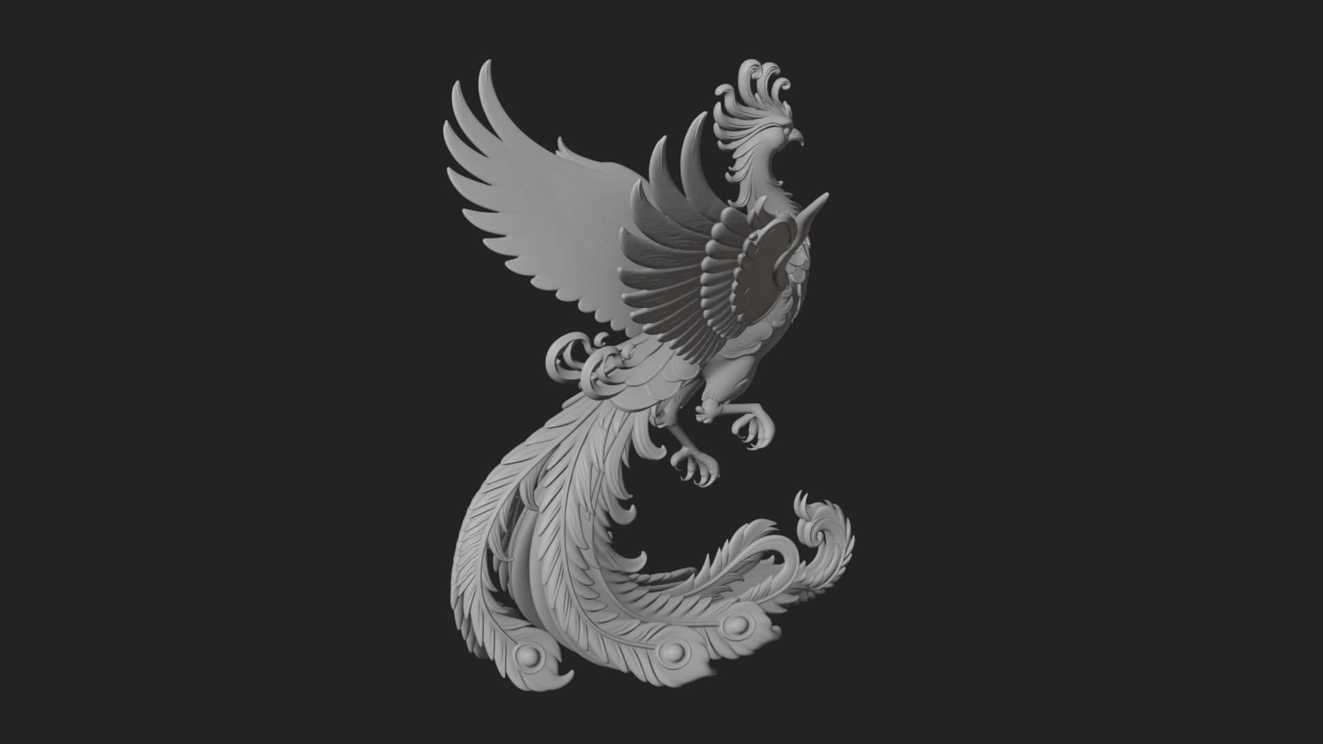 Rising Phoenix Bird Statue Design 2 3D Print Model 3D Model