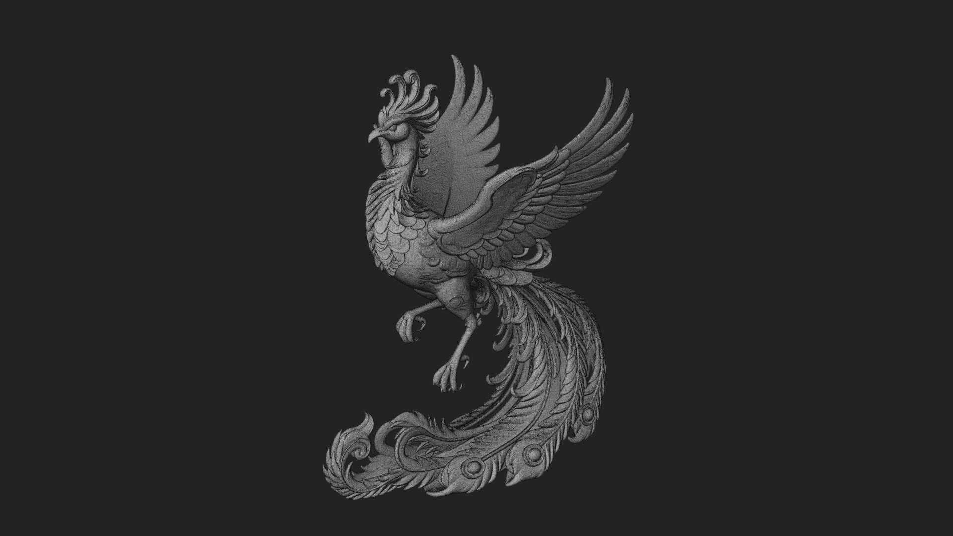 Rising Phoenix Bird Statue Design 2 3D Print Model 3D Model