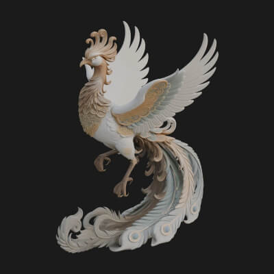 Rising Phoenix Bird Statue Design 2 3D Print Model