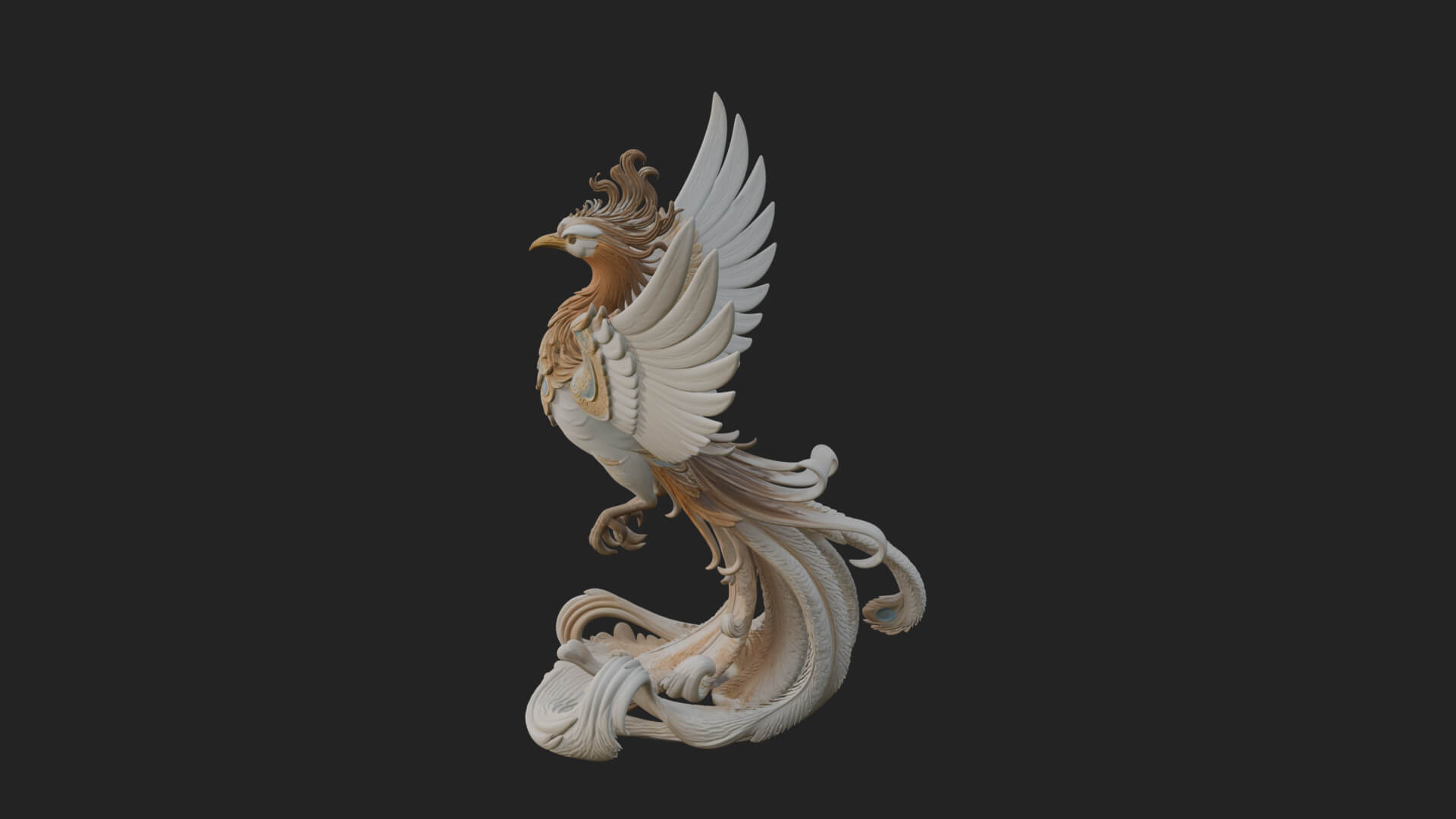 Rising Phoenix Bird Statue Design 3 3D Print Model 3D Model