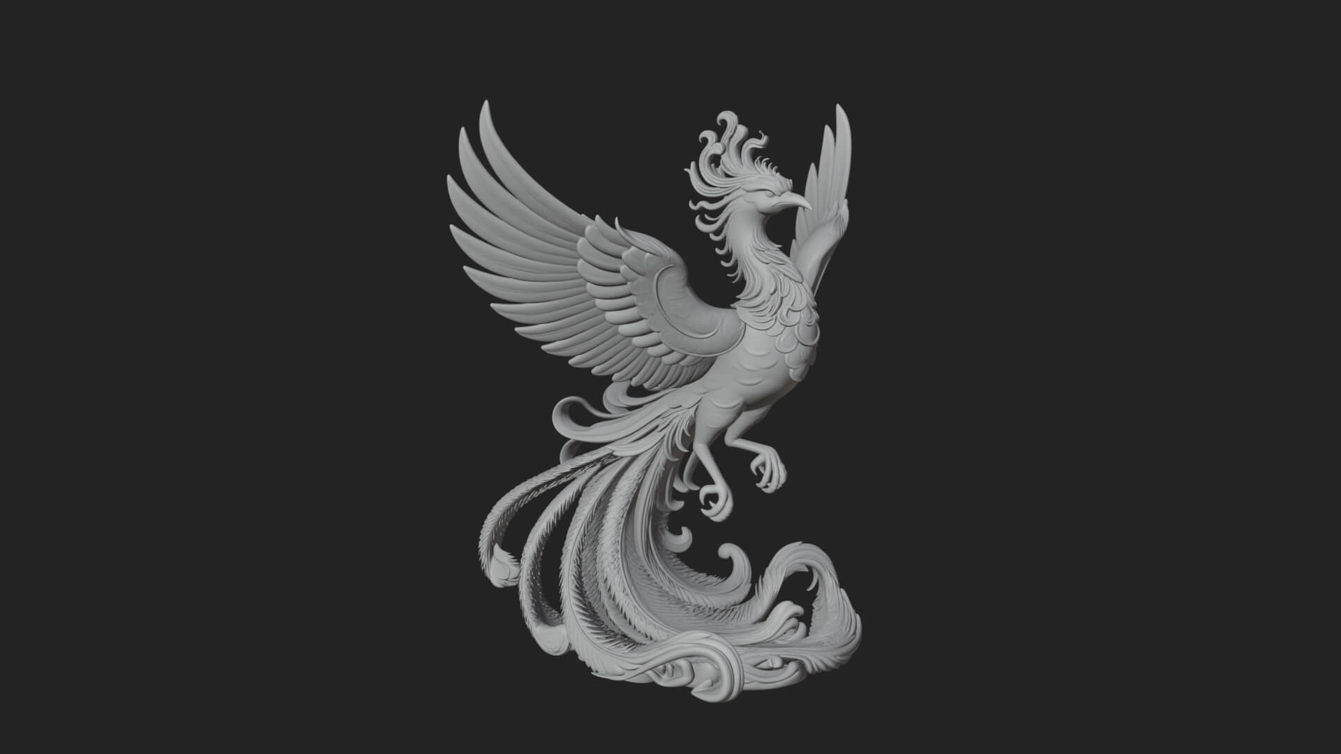 Rising Phoenix Bird Statue Design 3 3D Print Model 3D Model