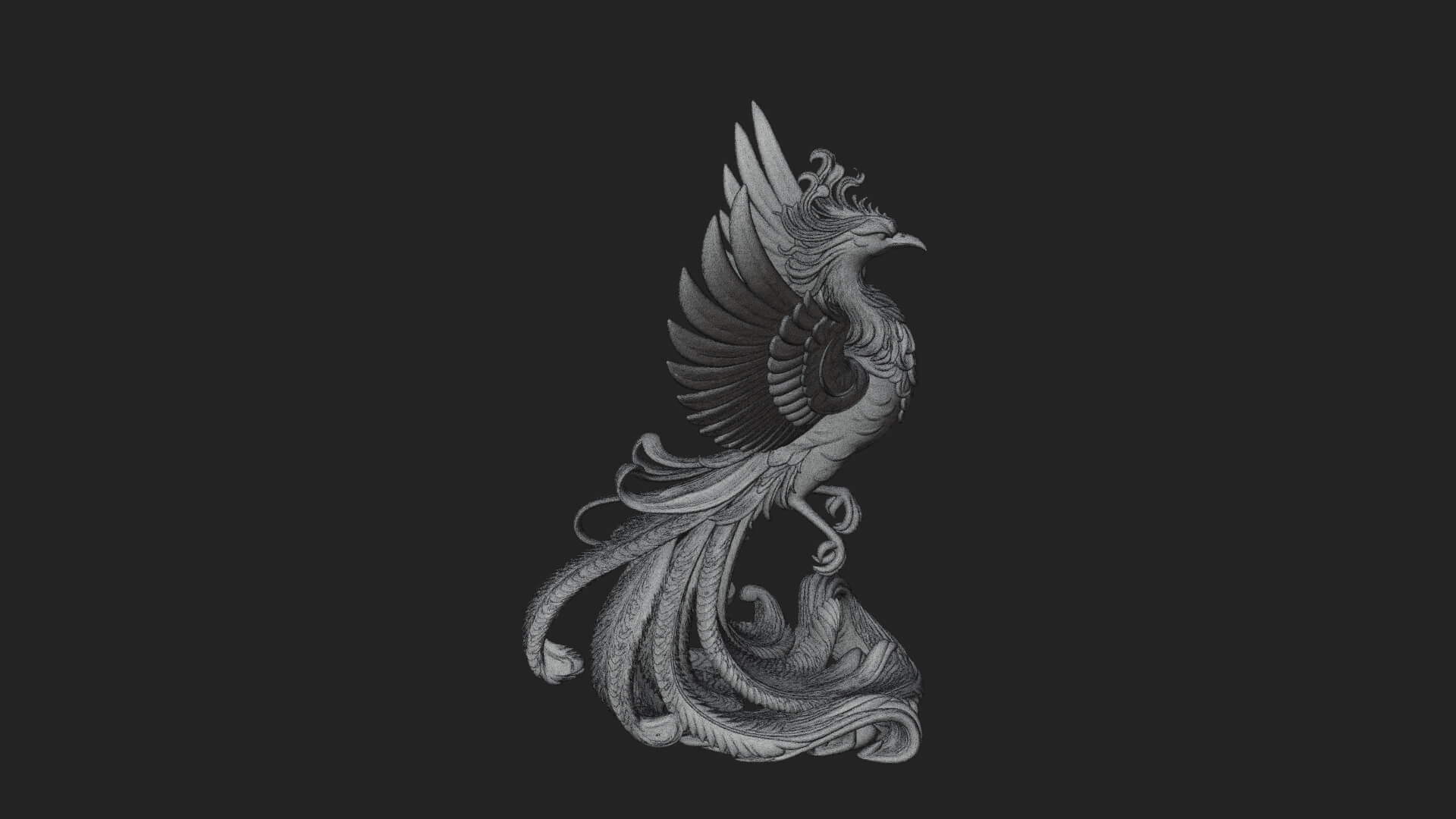 Rising Phoenix Bird Statue Design 3 3D Print Model 3D Model