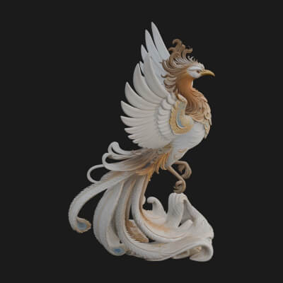 Rising Phoenix Bird Statue Design 3 3D Print Model