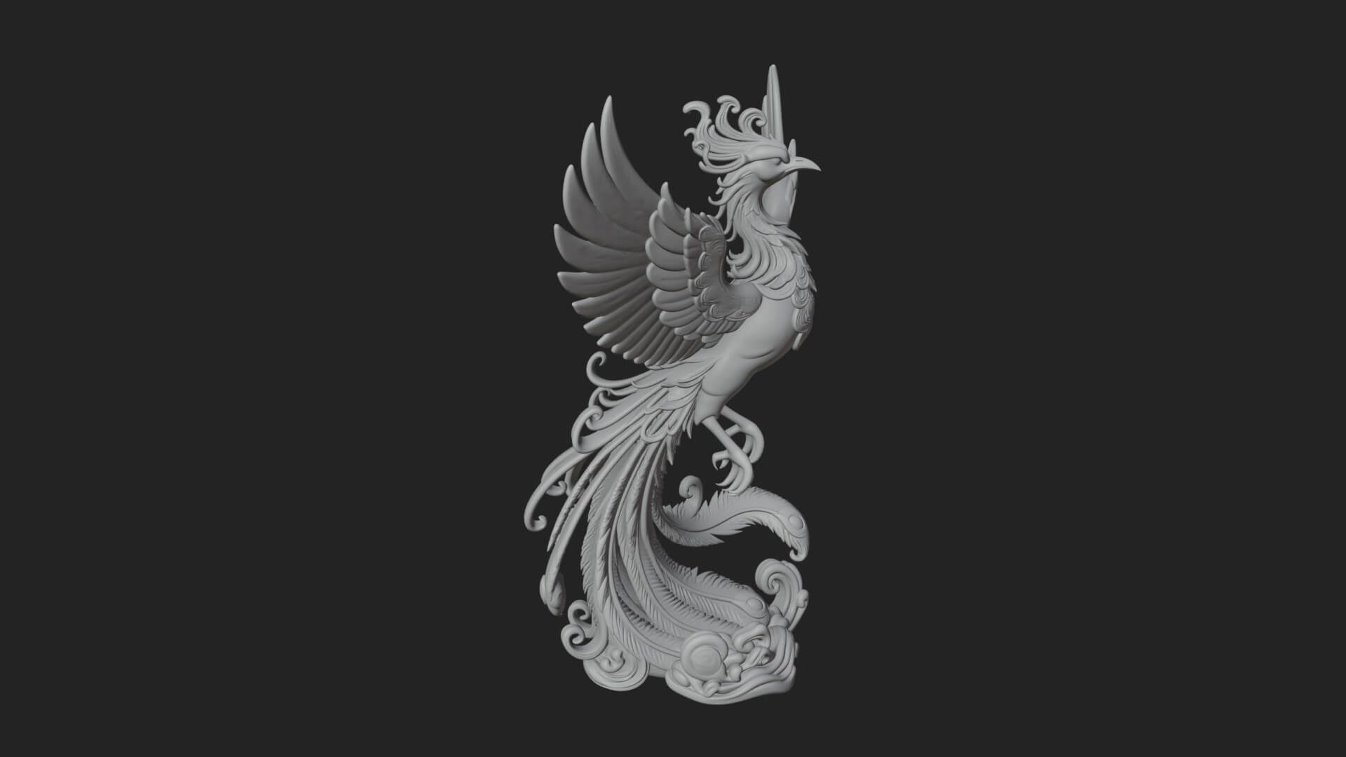 Rising Phoenix Bird Statue Design 4 3D Print Model 3D Model