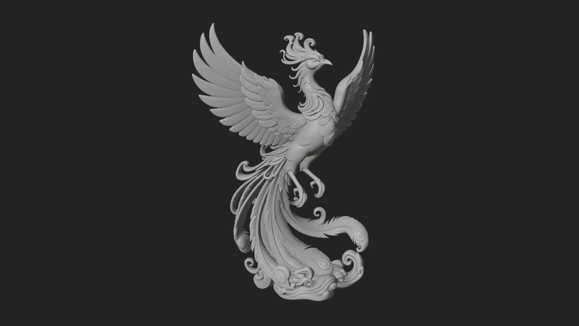Rising Phoenix Bird Statue Design 4 3D Print Model 3D Model