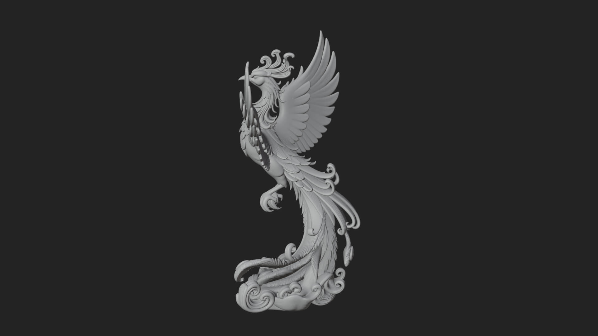 Rising Phoenix Bird Statue Design 4 3D Print Model 3D Model