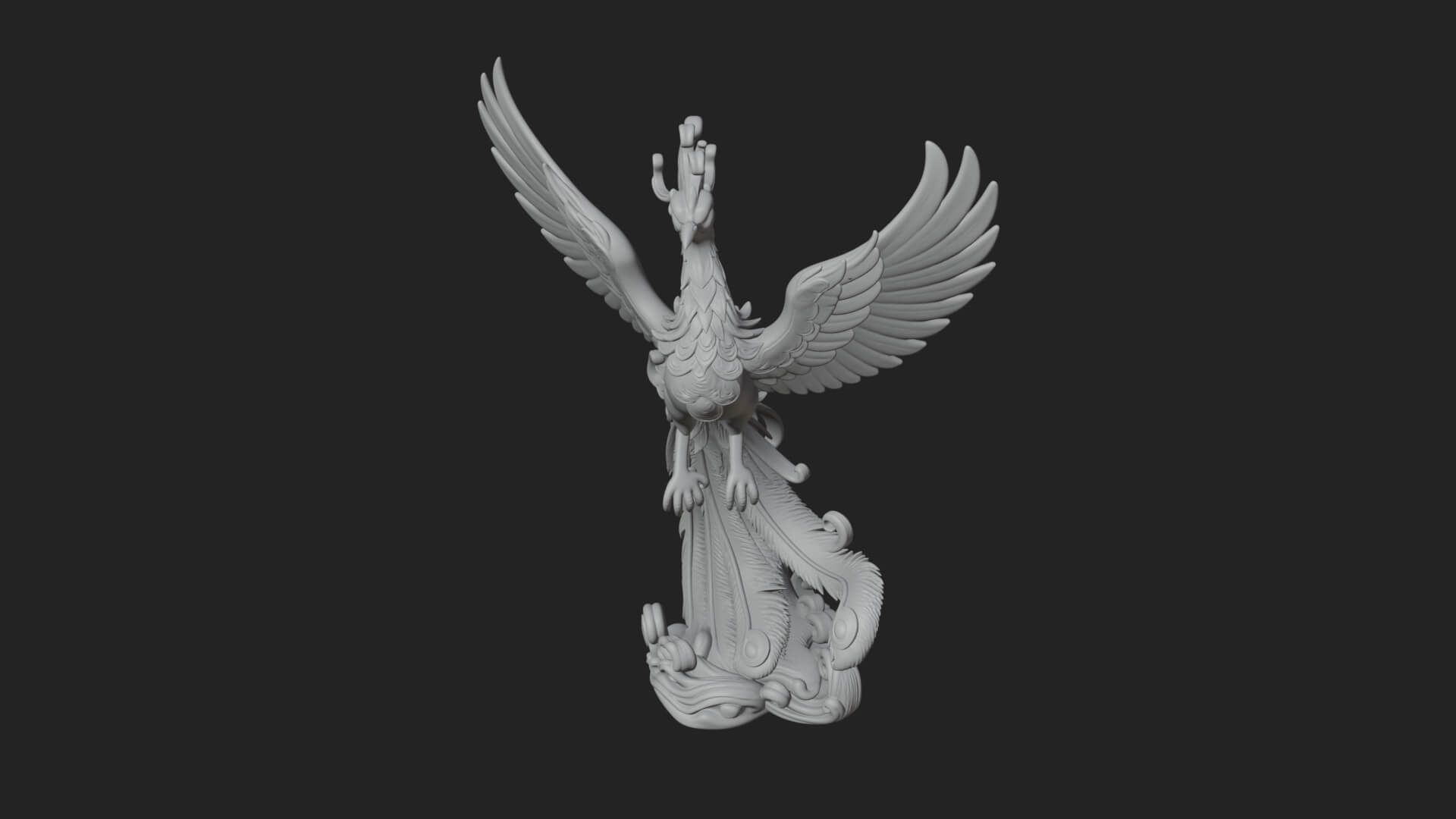 Rising Phoenix Bird Statue Design 4 3D Print Model 3D Model