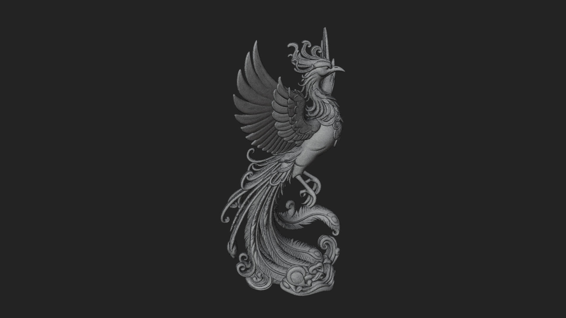 Rising Phoenix Bird Statue Design 4 3D Print Model 3D Model