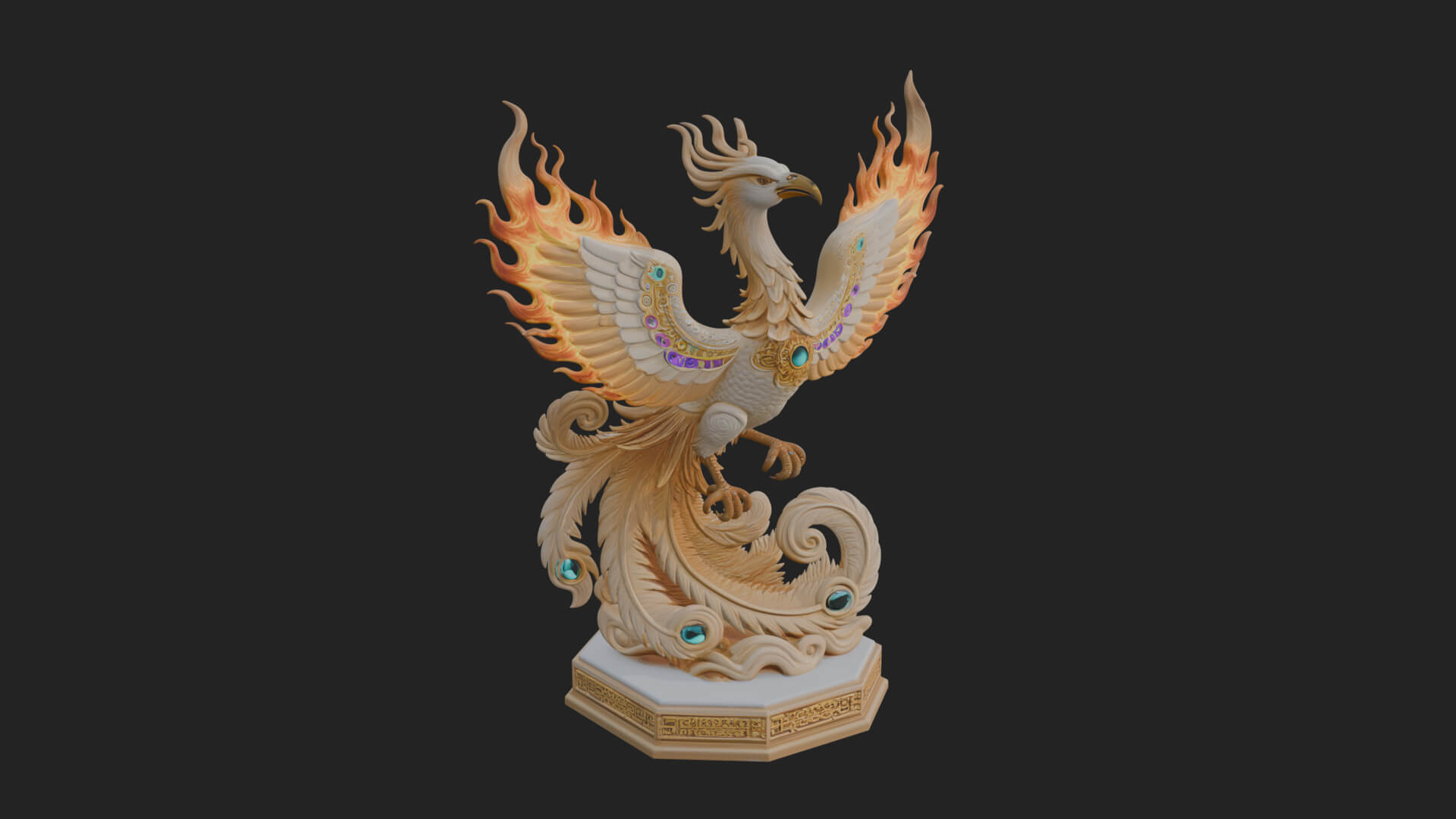 Rising Phoenix Bird Statue Design 5 3D Print Model 3D Model