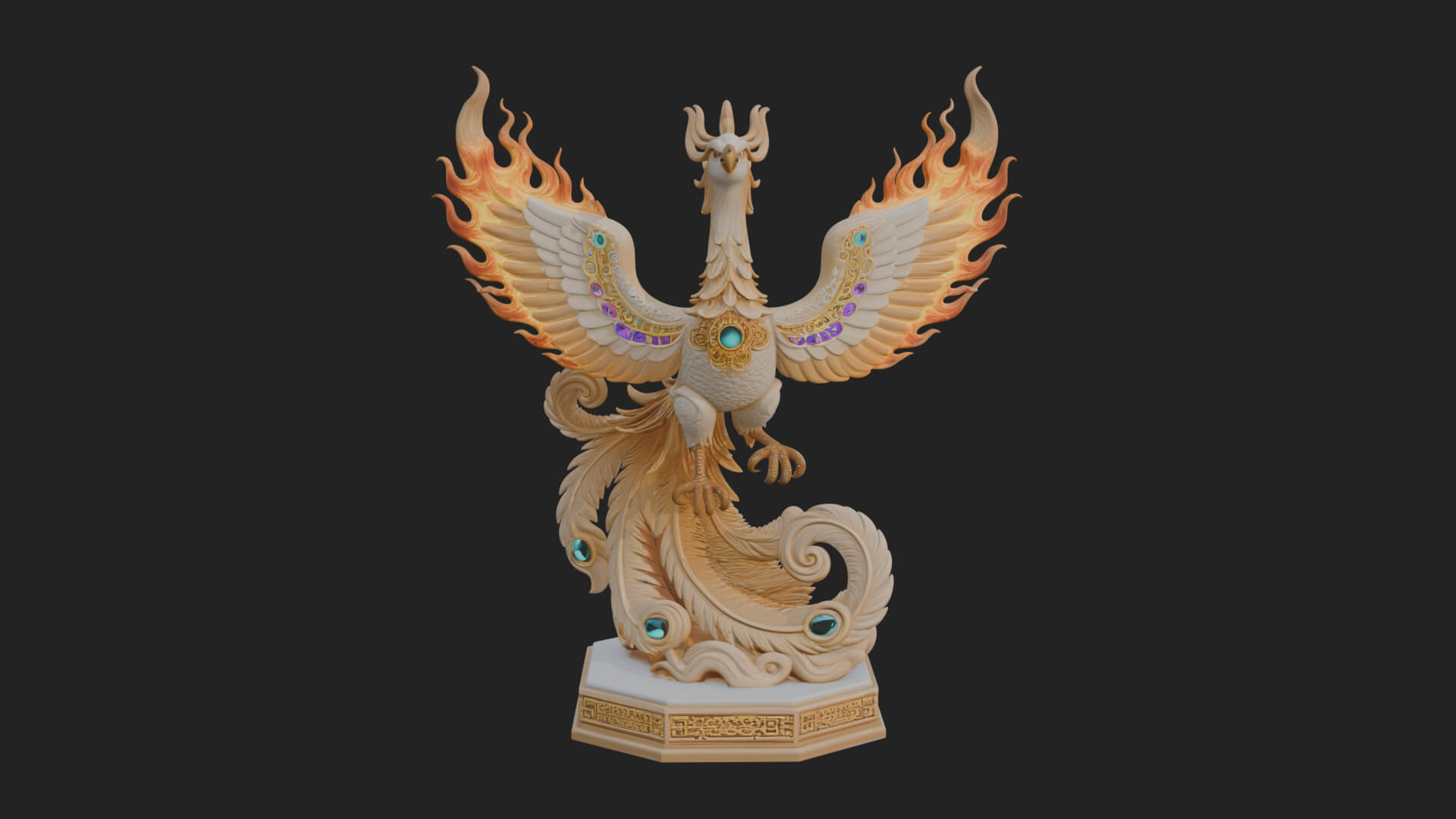 Rising Phoenix Bird Statue Design 5 3D Print Model 3D Model
