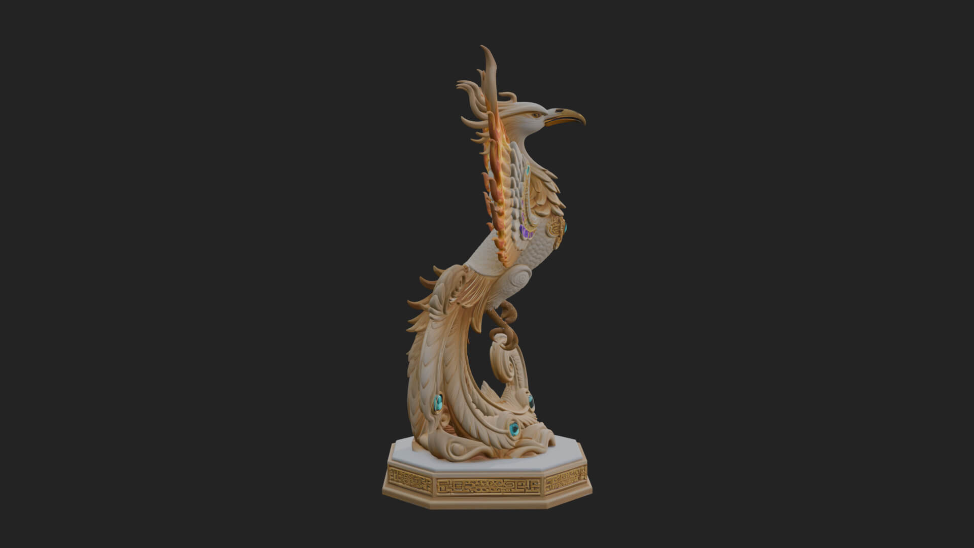 Rising Phoenix Bird Statue Design 5 3D Print Model 3D Model