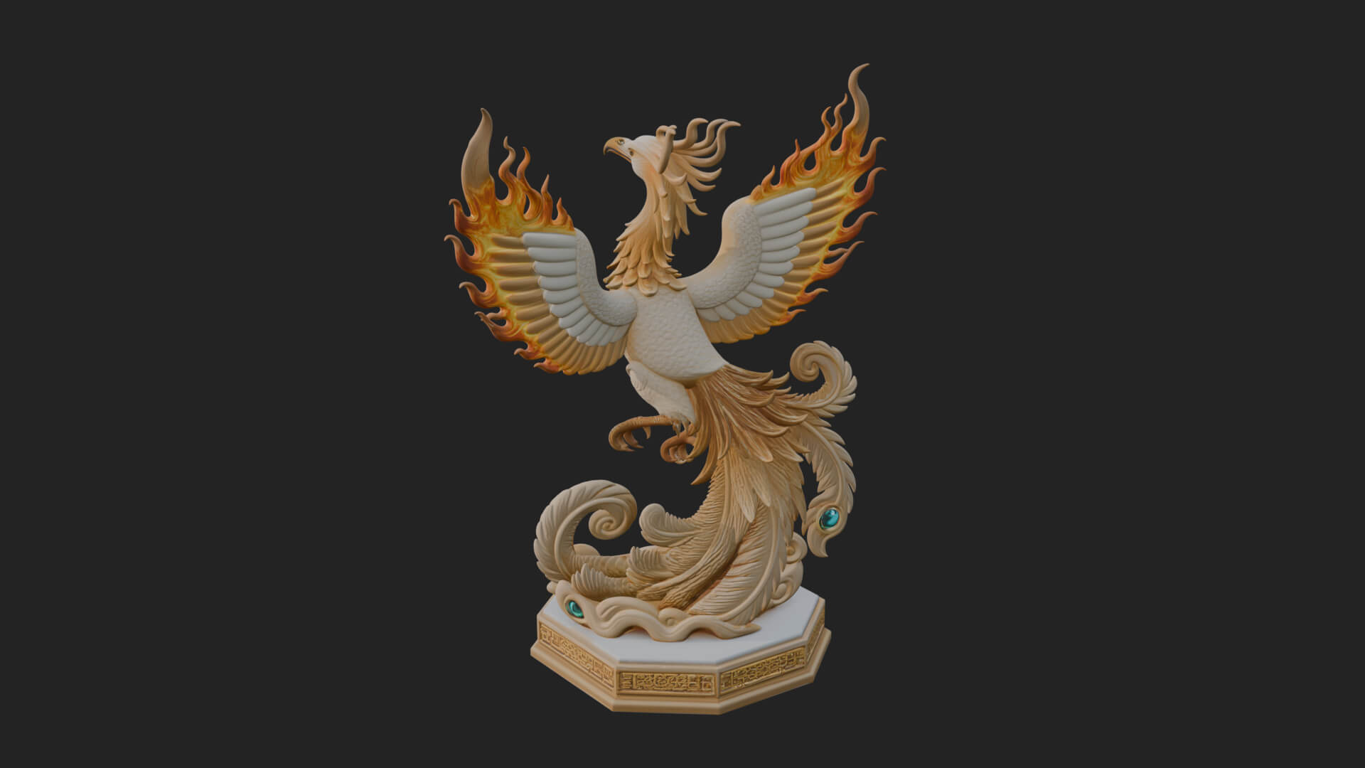 Rising Phoenix Bird Statue Design 5 3D Print Model 3D Model