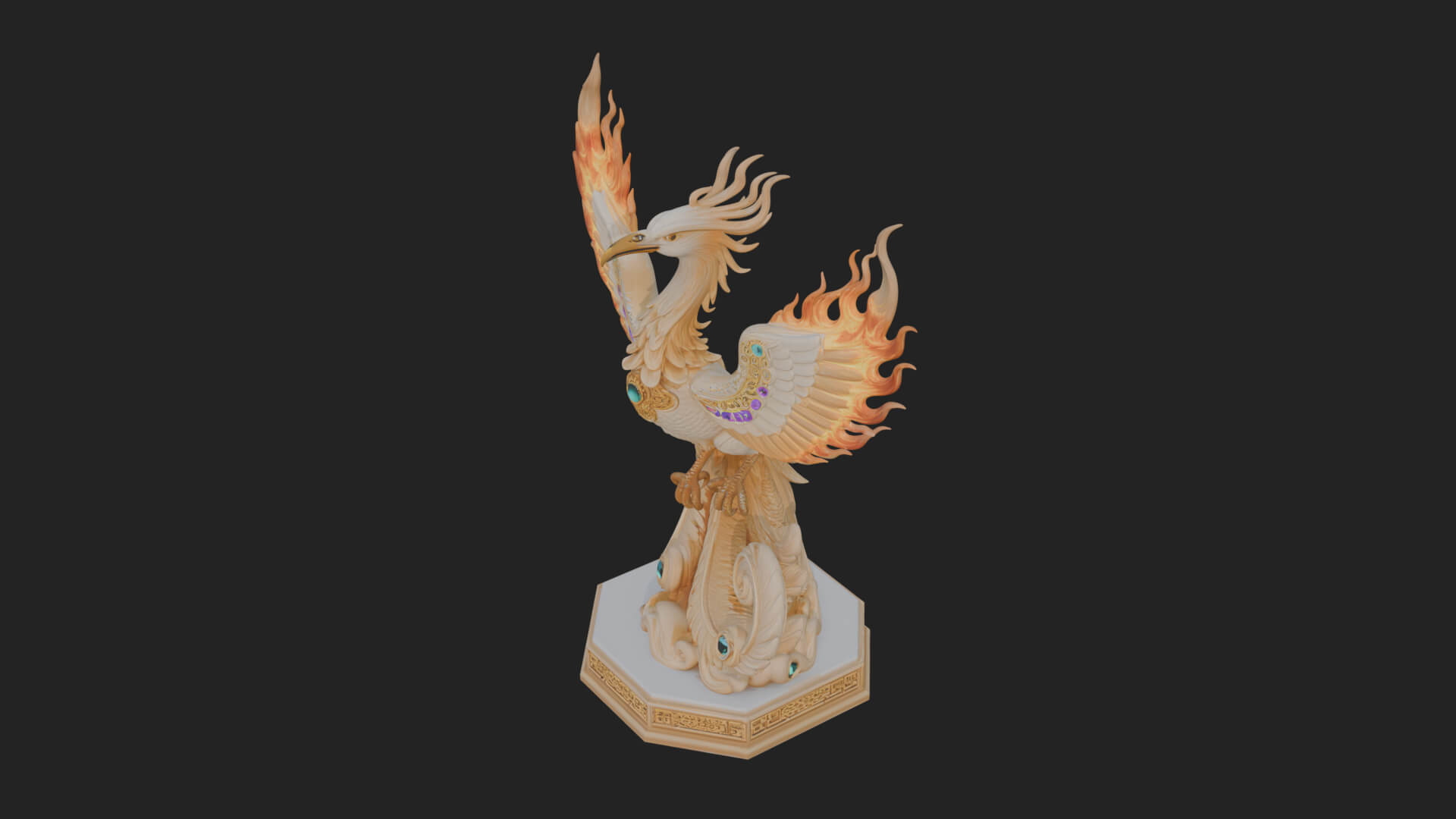 Rising Phoenix Bird Statue Design 5 3D Print Model 3D Model
