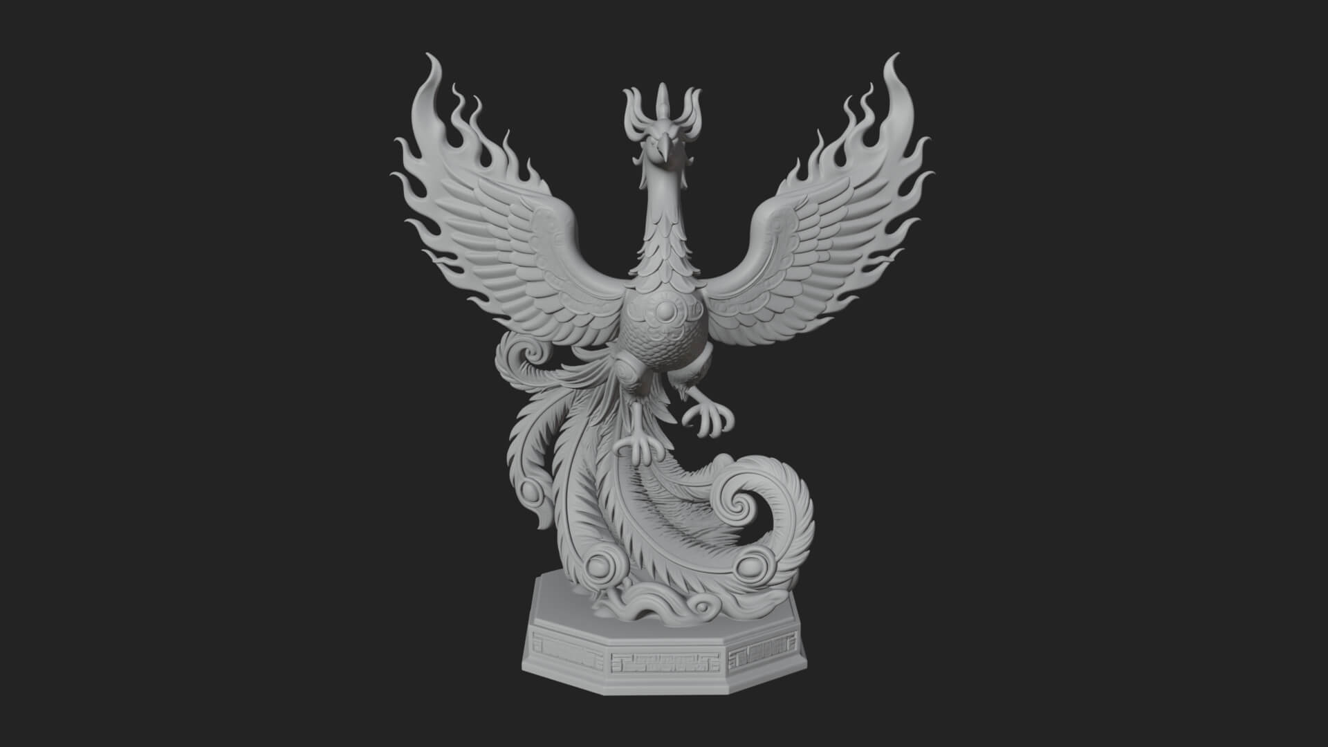 Rising Phoenix Bird Statue Design 5 3D Print Model 3D Model
