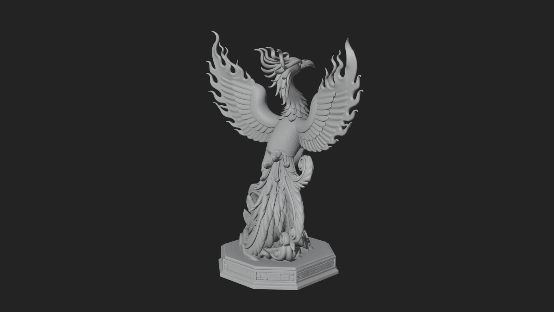 Rising Phoenix Bird Statue Design 5 3D Print Model 3D Model