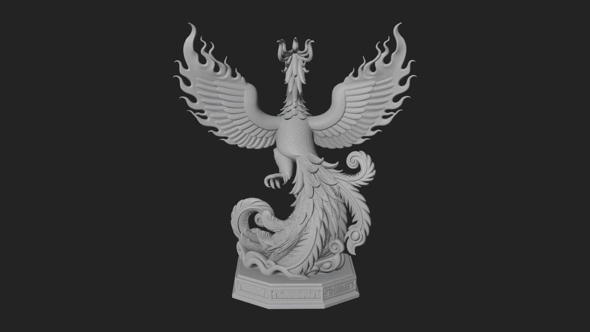 Rising Phoenix Bird Statue Design 5 3D Print Model 3D Model
