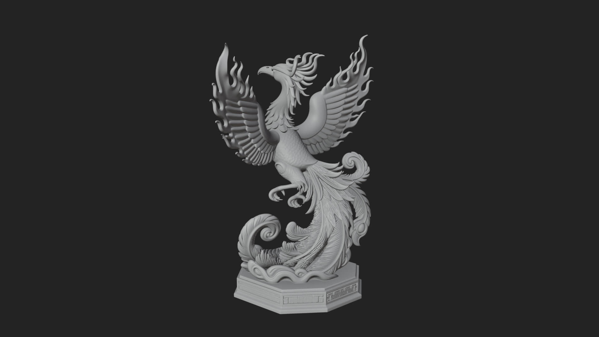 Rising Phoenix Bird Statue Design 5 3D Print Model 3D Model