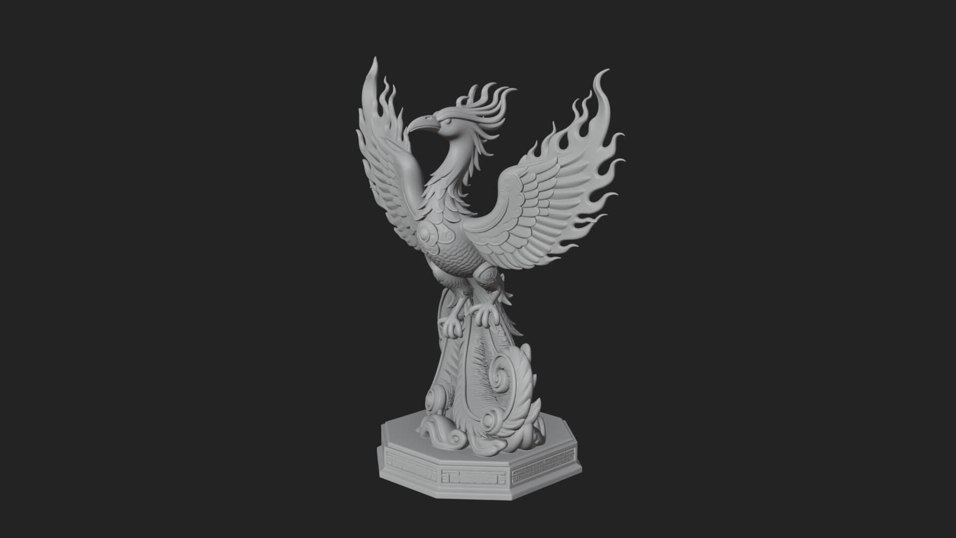 Rising Phoenix Bird Statue Design 5 3D Print Model 3D Model