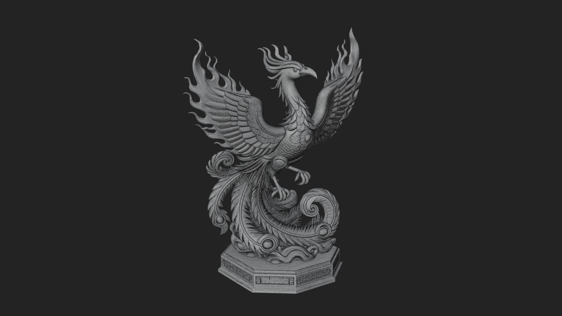 Rising Phoenix Bird Statue Design 5 3D Print Model 3D Model
