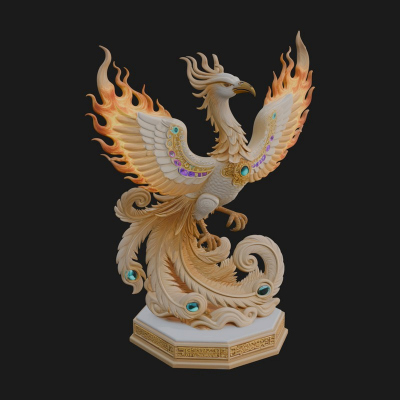 Rising Phoenix Bird Statue Design 5 3D Print Model