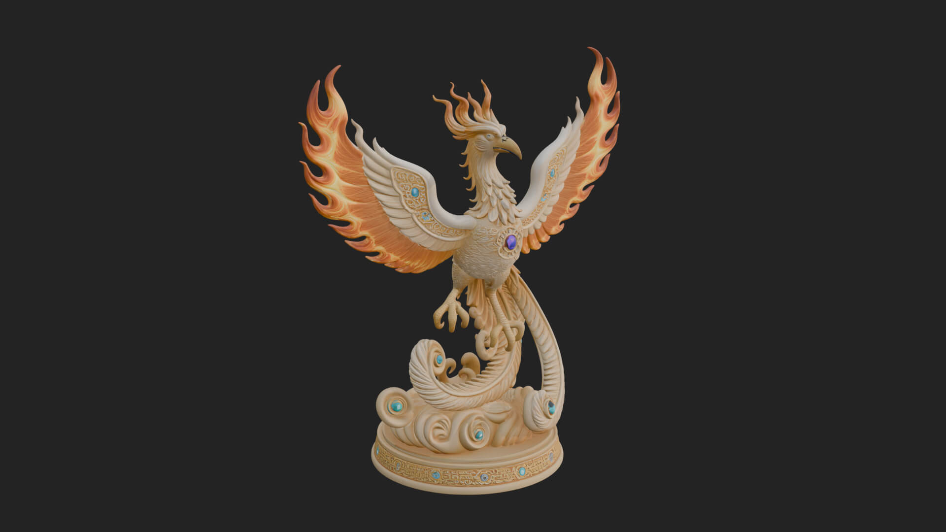 Rising Phoenix Bird Statue Design 6 3D Print Model 3D Model