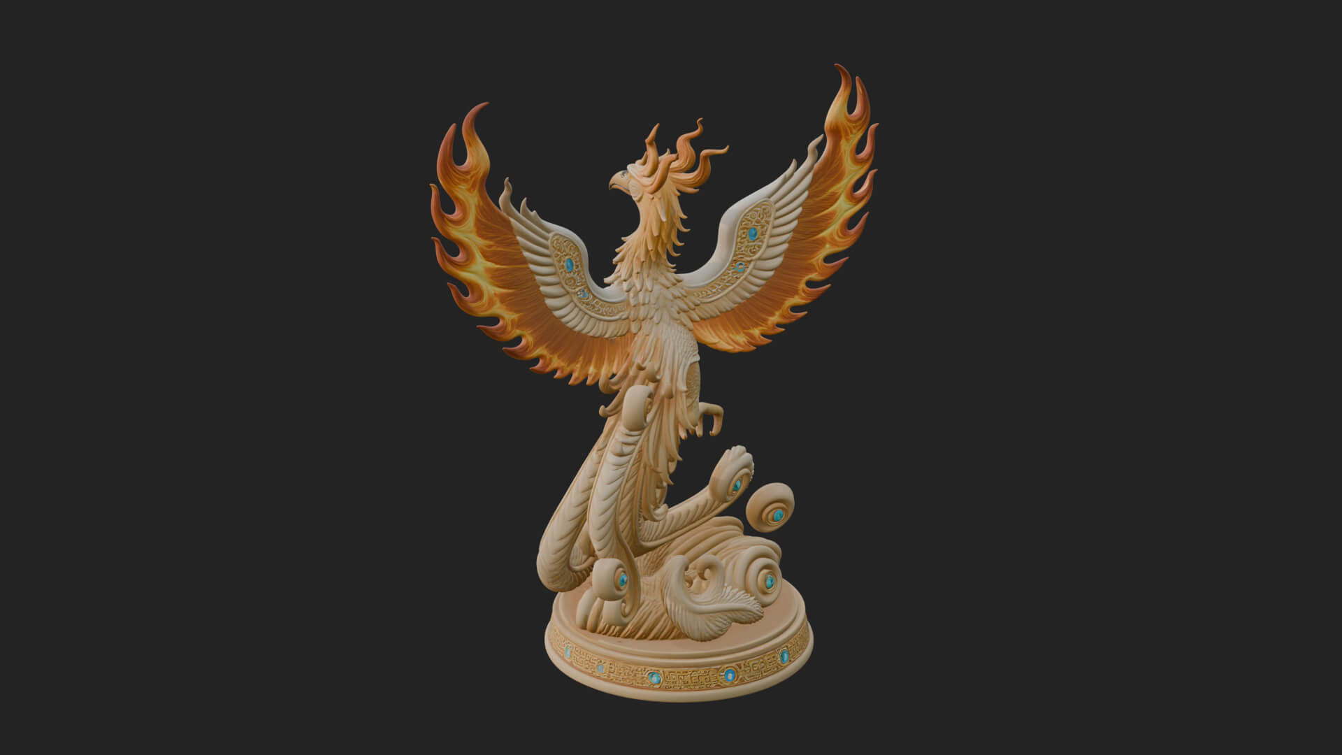 Rising Phoenix Bird Statue Design 6 3D Print Model 3D Model