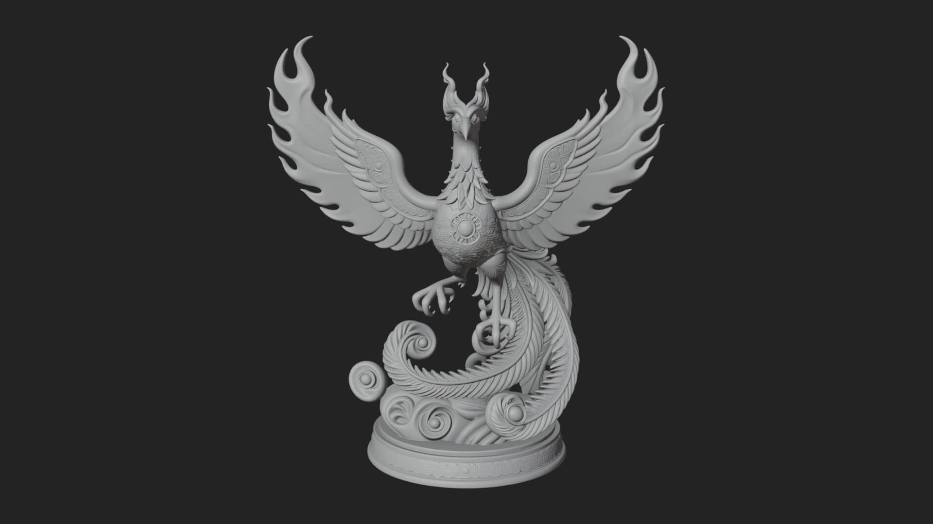 Rising Phoenix Bird Statue Design 6 3D Print Model 3D Model