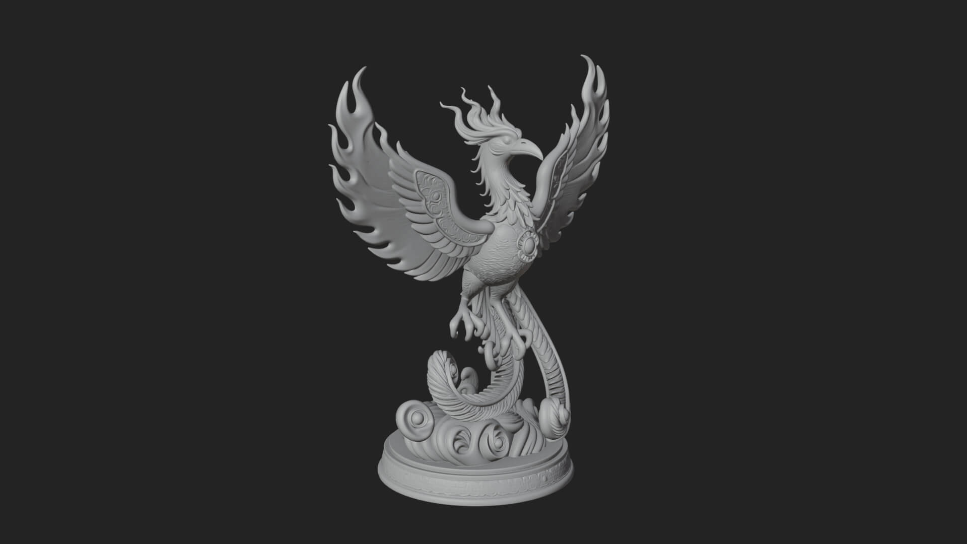 Rising Phoenix Bird Statue Design 6 3D Print Model 3D Model