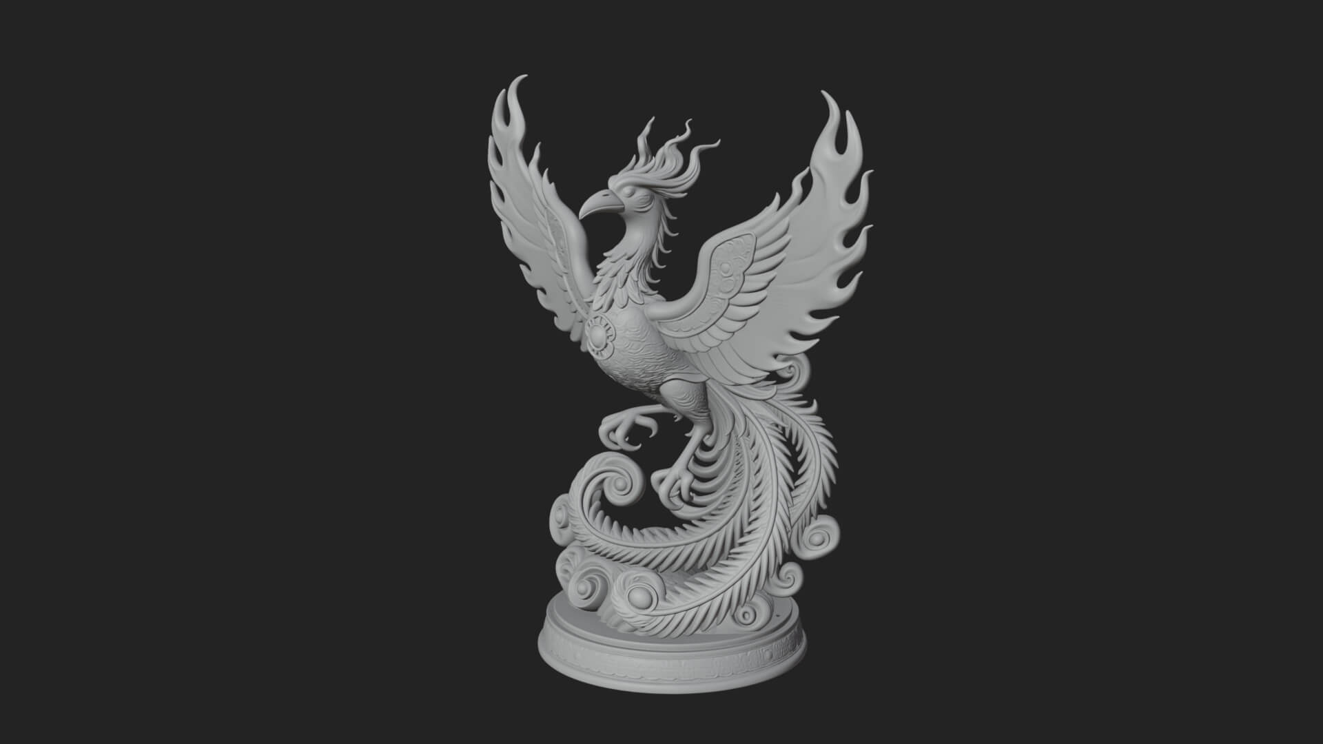 Rising Phoenix Bird Statue Design 6 3D Print Model 3D Model