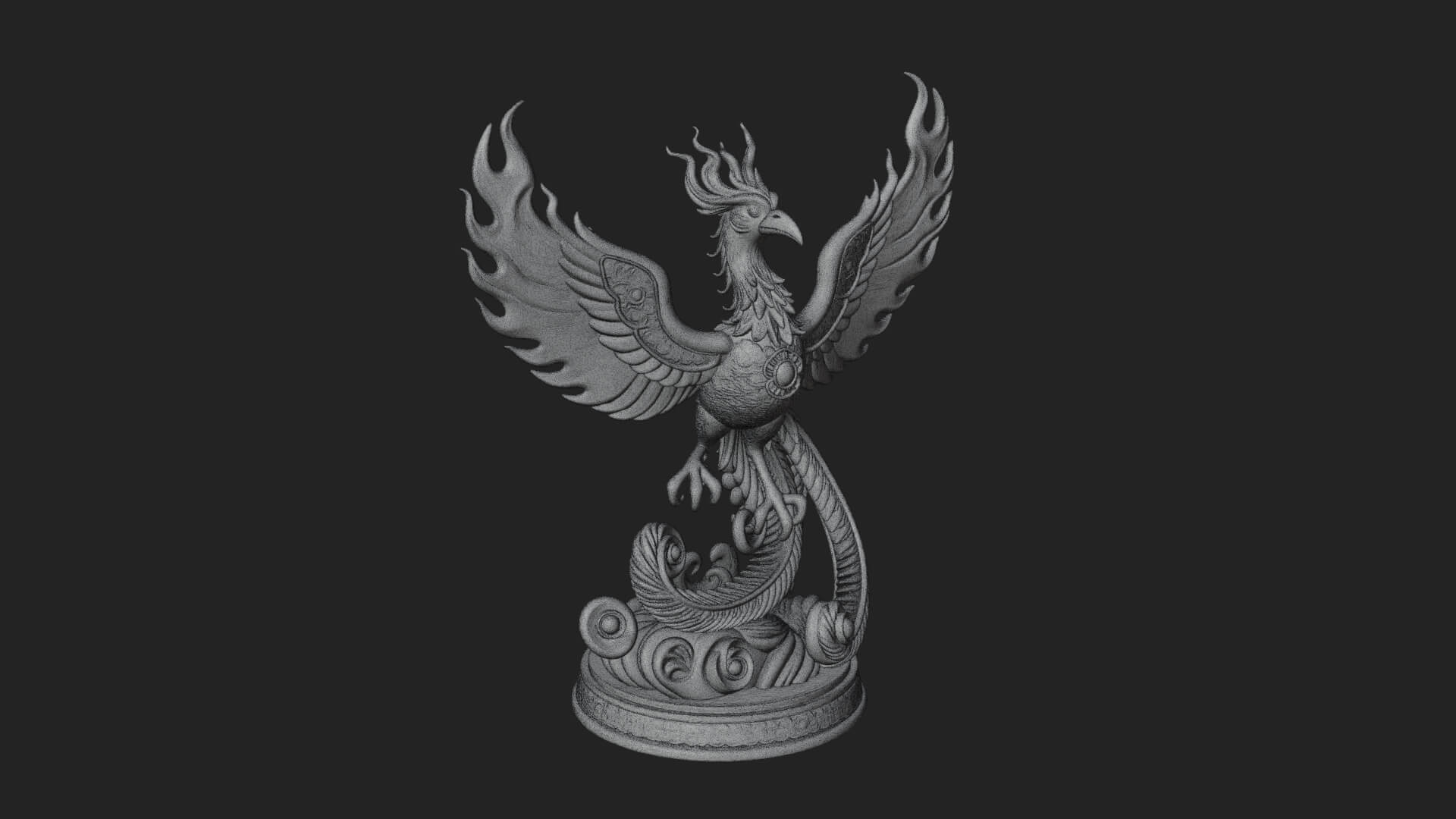 Rising Phoenix Bird Statue Design 6 3D Print Model 3D Model