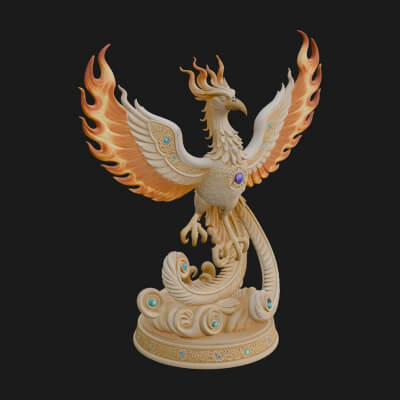 Rising Phoenix Bird Statue Design 6 3D Print Model