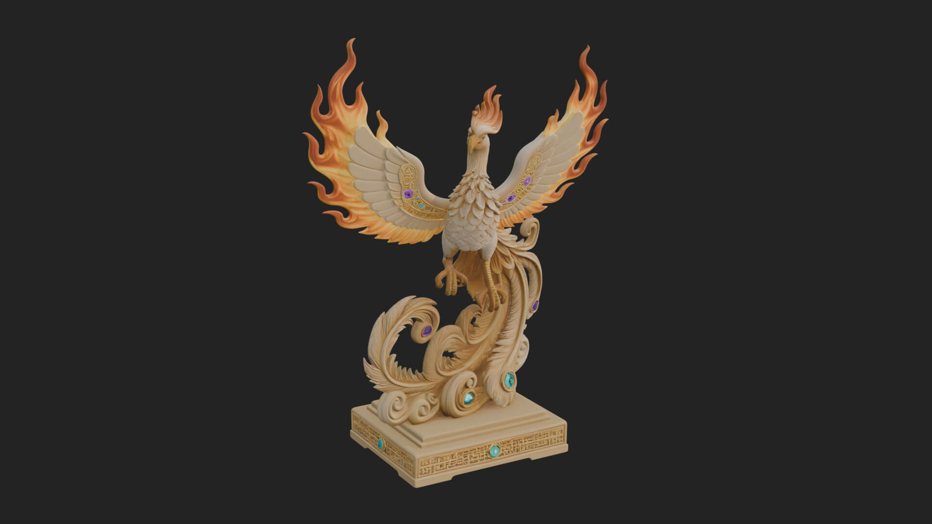 Rising Phoenix Bird Statue Design 7 3D Print Model 3D Model