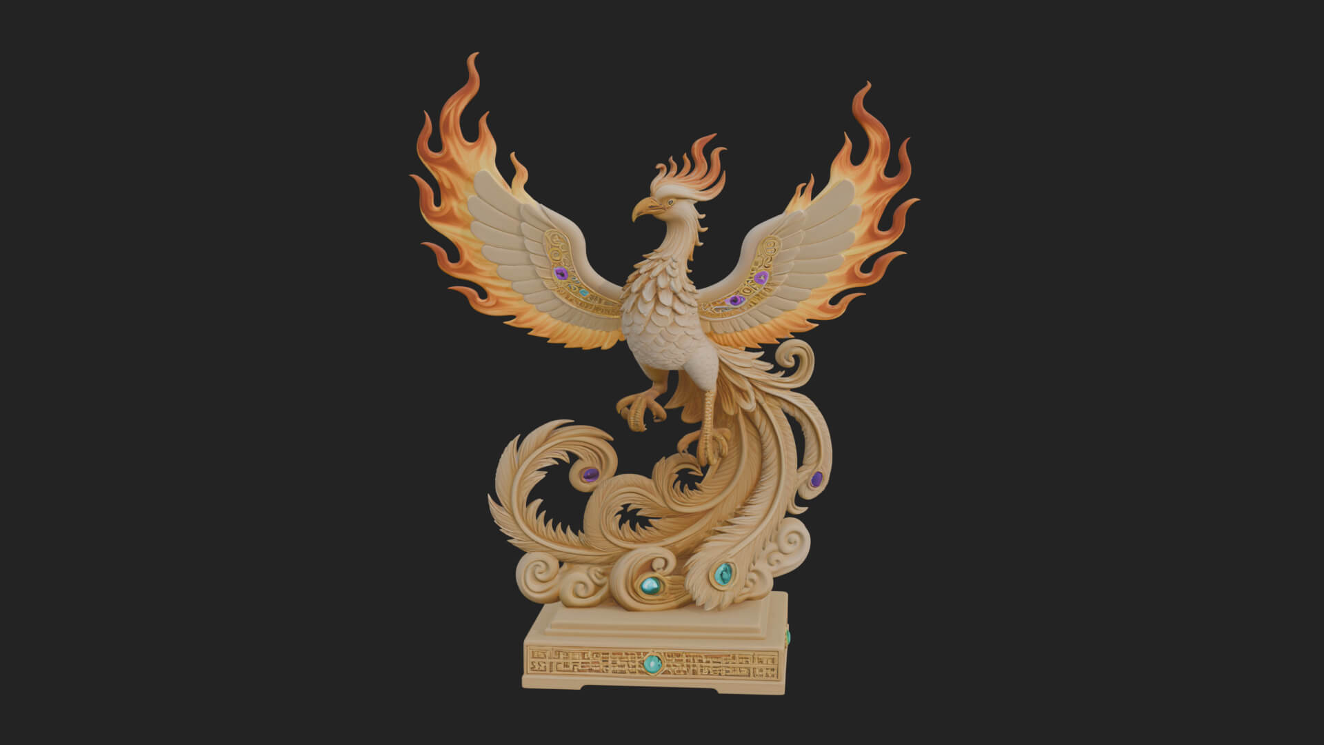 Rising Phoenix Bird Statue Design 7 3D Print Model 3D Model