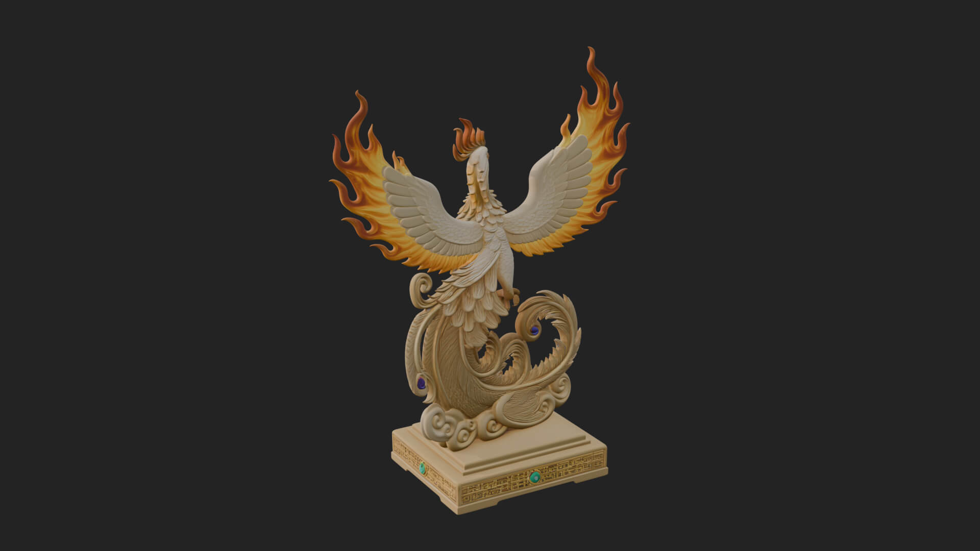 Rising Phoenix Bird Statue Design 7 3D Print Model 3D Model