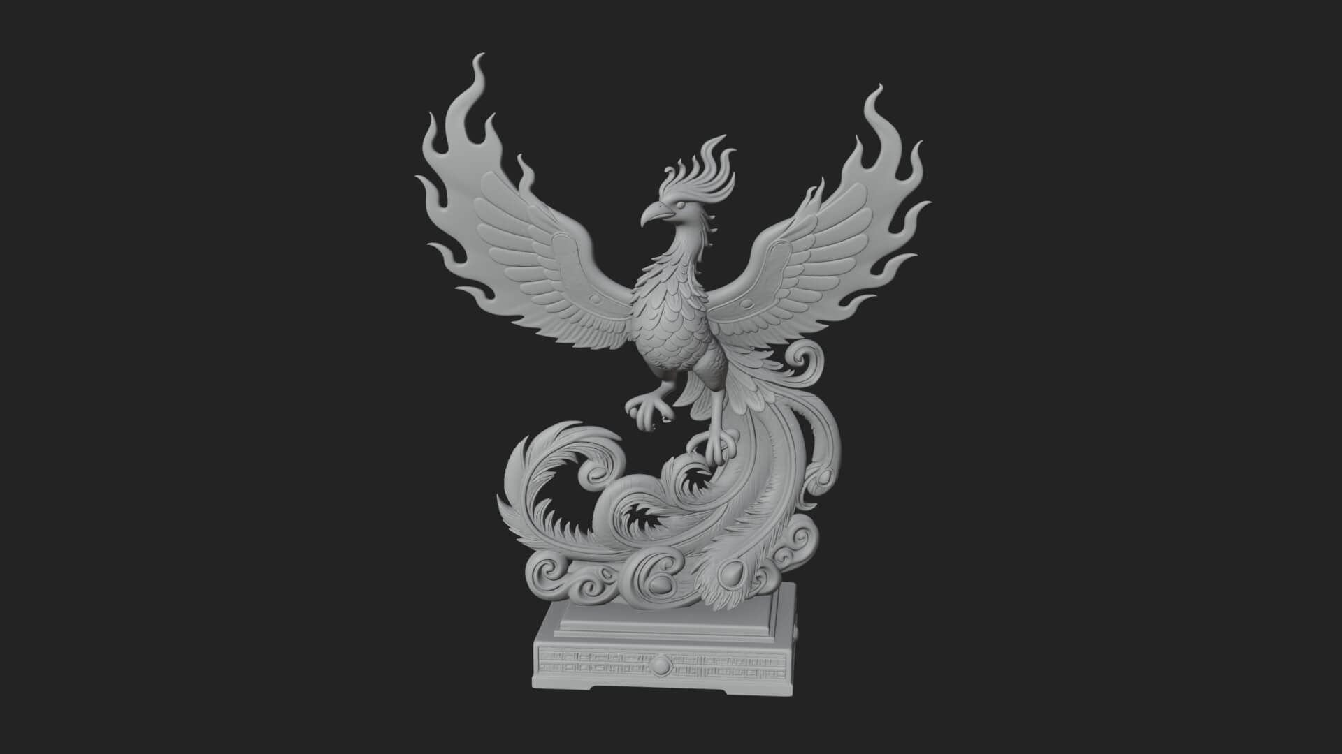 Rising Phoenix Bird Statue Design 7 3D Print Model 3D Model