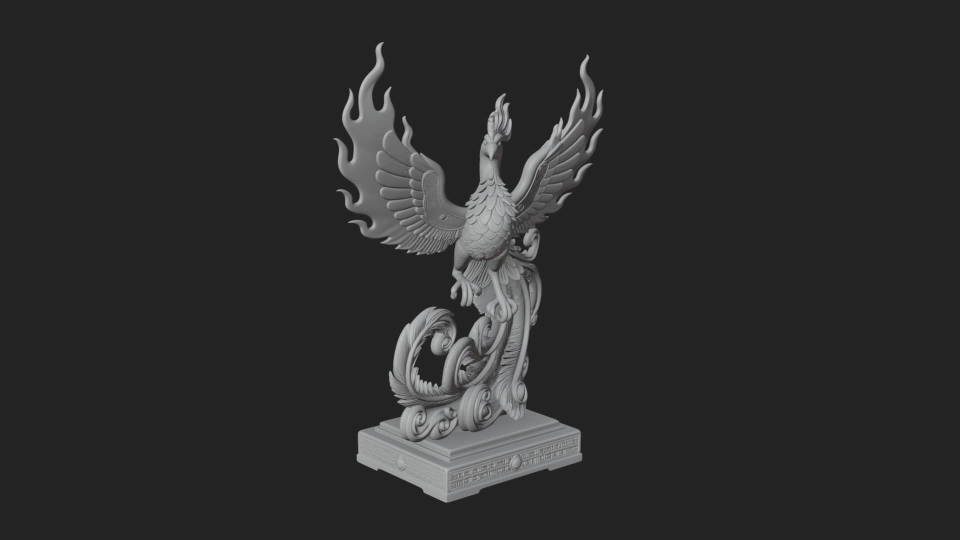 Rising Phoenix Bird Statue Design 7 3D Print Model 3D Model