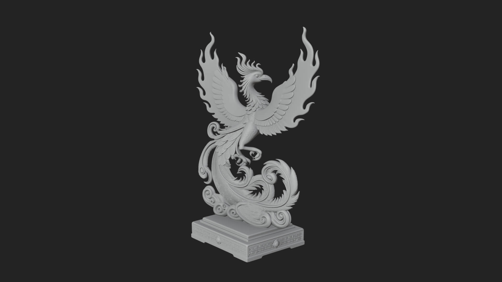 Rising Phoenix Bird Statue Design 7 3D Print Model 3D Model