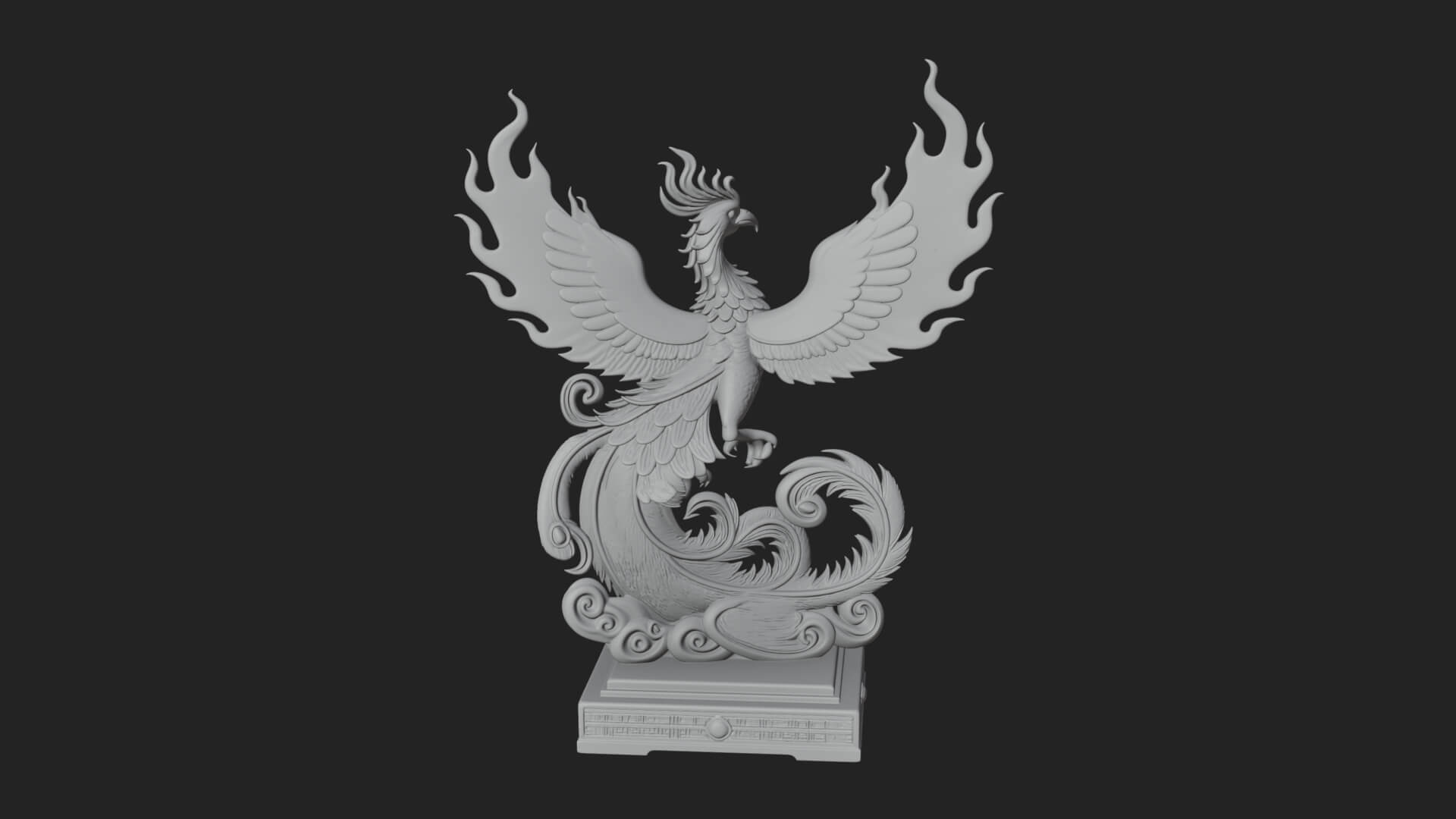 Rising Phoenix Bird Statue Design 7 3D Print Model 3D Model