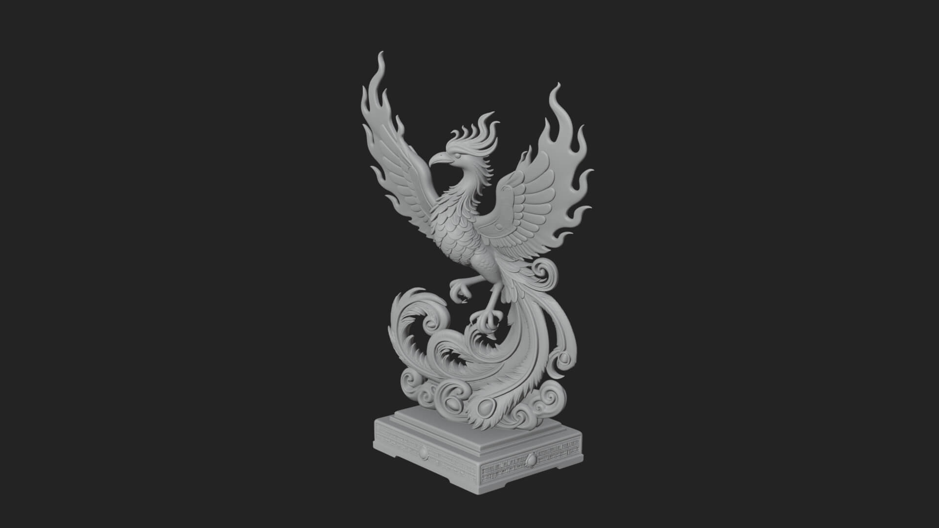 Rising Phoenix Bird Statue Design 7 3D Print Model 3D Model