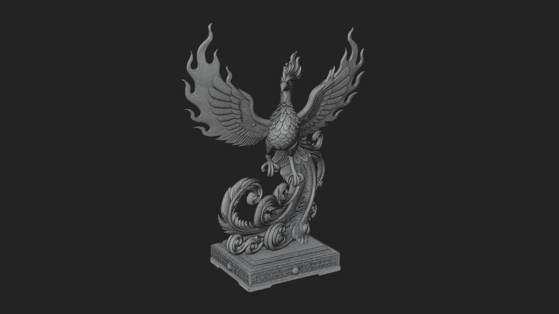 Rising Phoenix Bird Statue Design 7 3D Print Model 3D Model