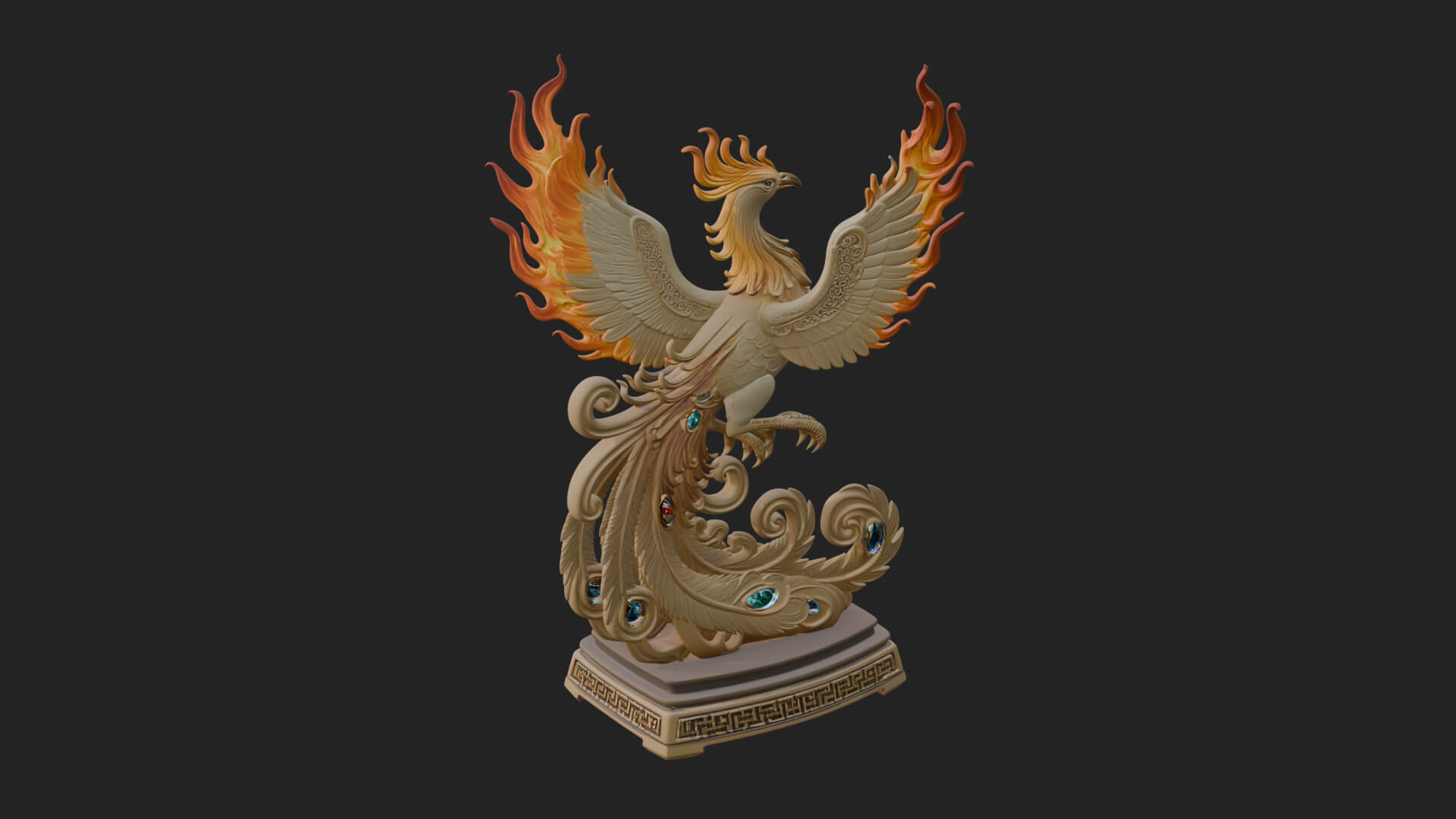 Rising Phoenix Bird Statue Design 8 3D Print Model 3D Model