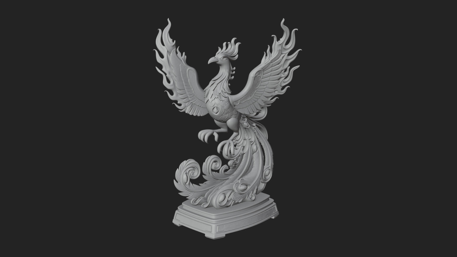 Rising Phoenix Bird Statue Design 8 3D Print Model 3D Model