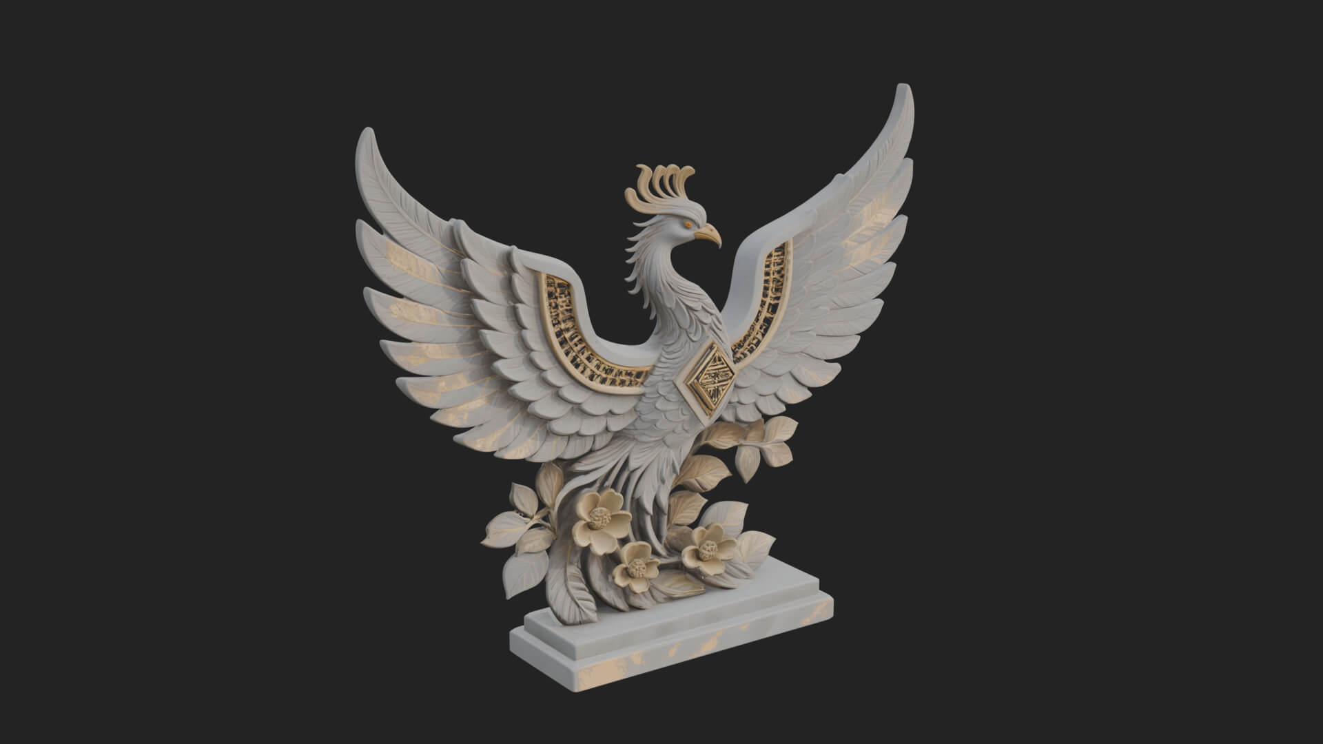 Rising Phoenix Bird Statue Design 9 3D Print Model 3D Model