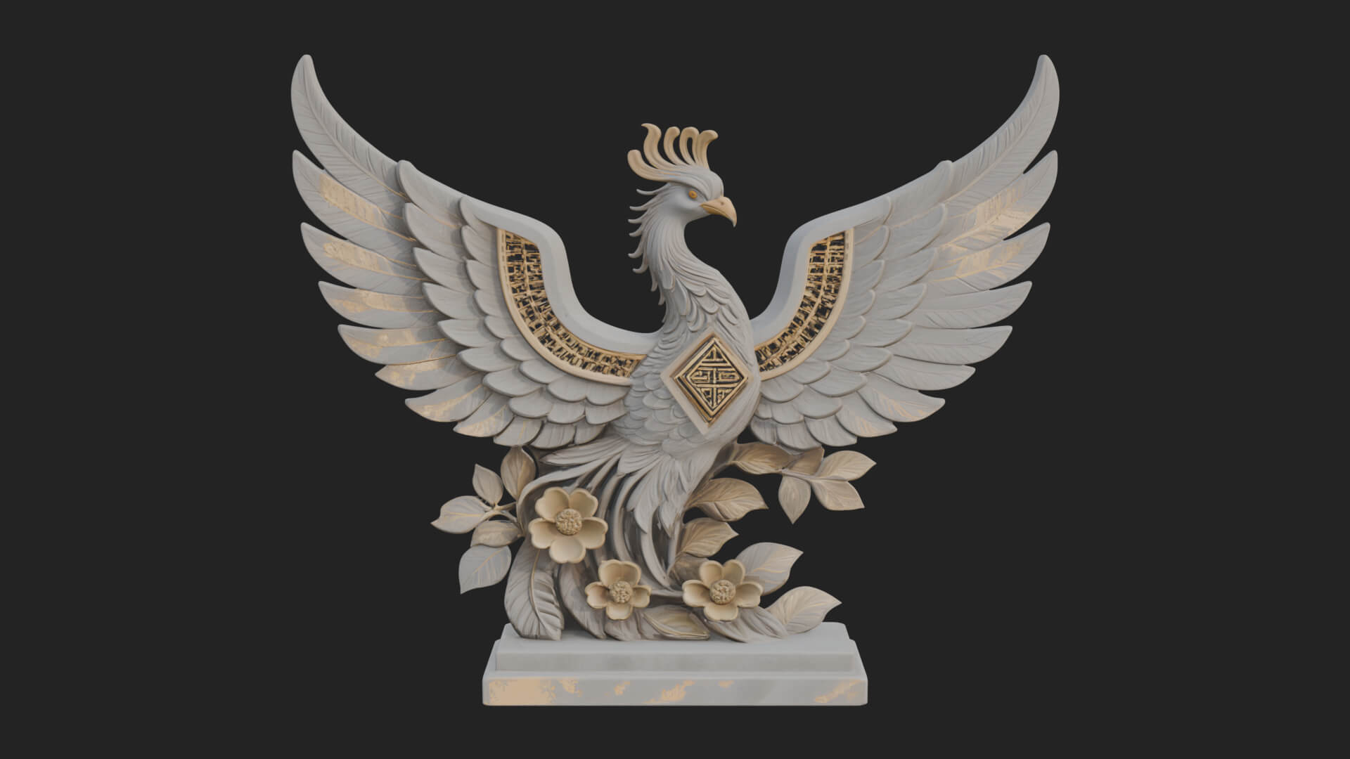 Rising Phoenix Bird Statue Design 9 3D Print Model 3D Model