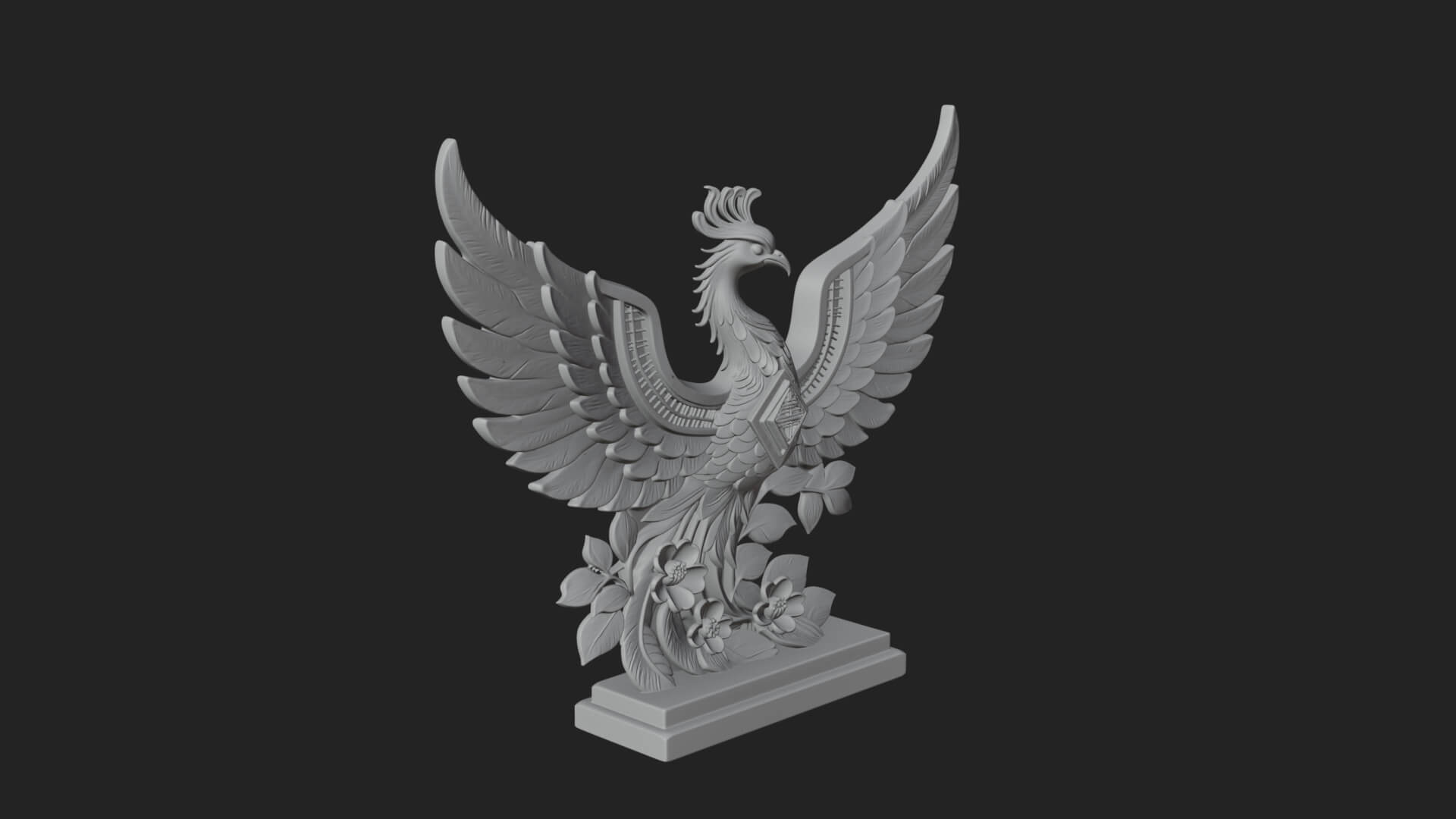 Rising Phoenix Bird Statue Design 9 3D Print Model 3D Model