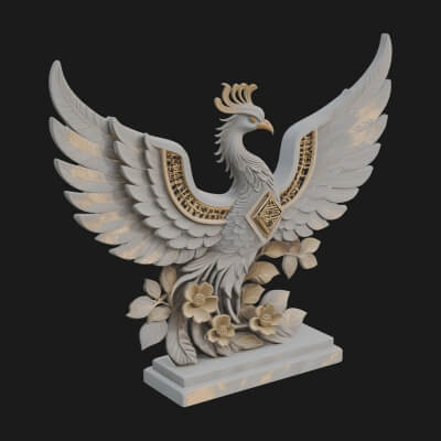 Rising Phoenix Bird Statue Design 9 3D Print Model