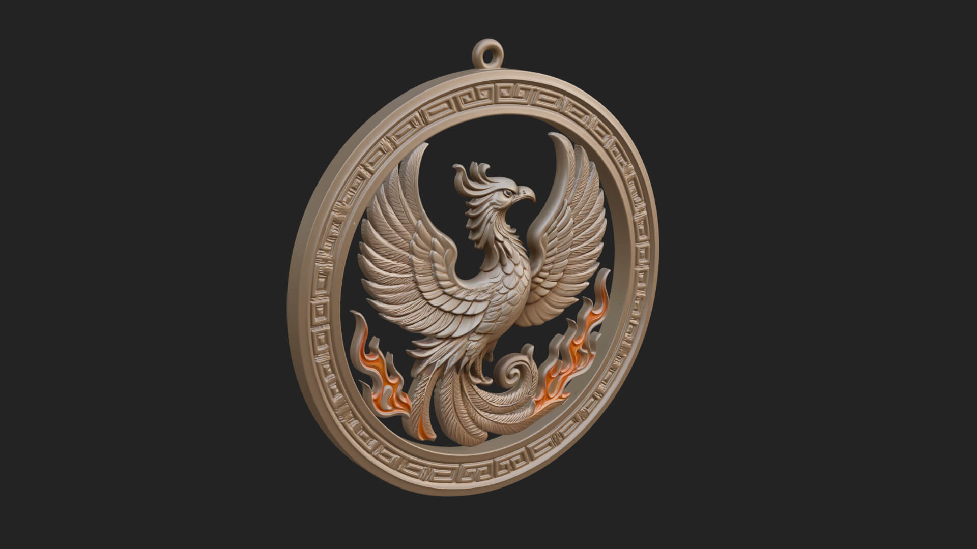Rising Phoenix Oval Plaque Design 2 3D Print Model 3D Model