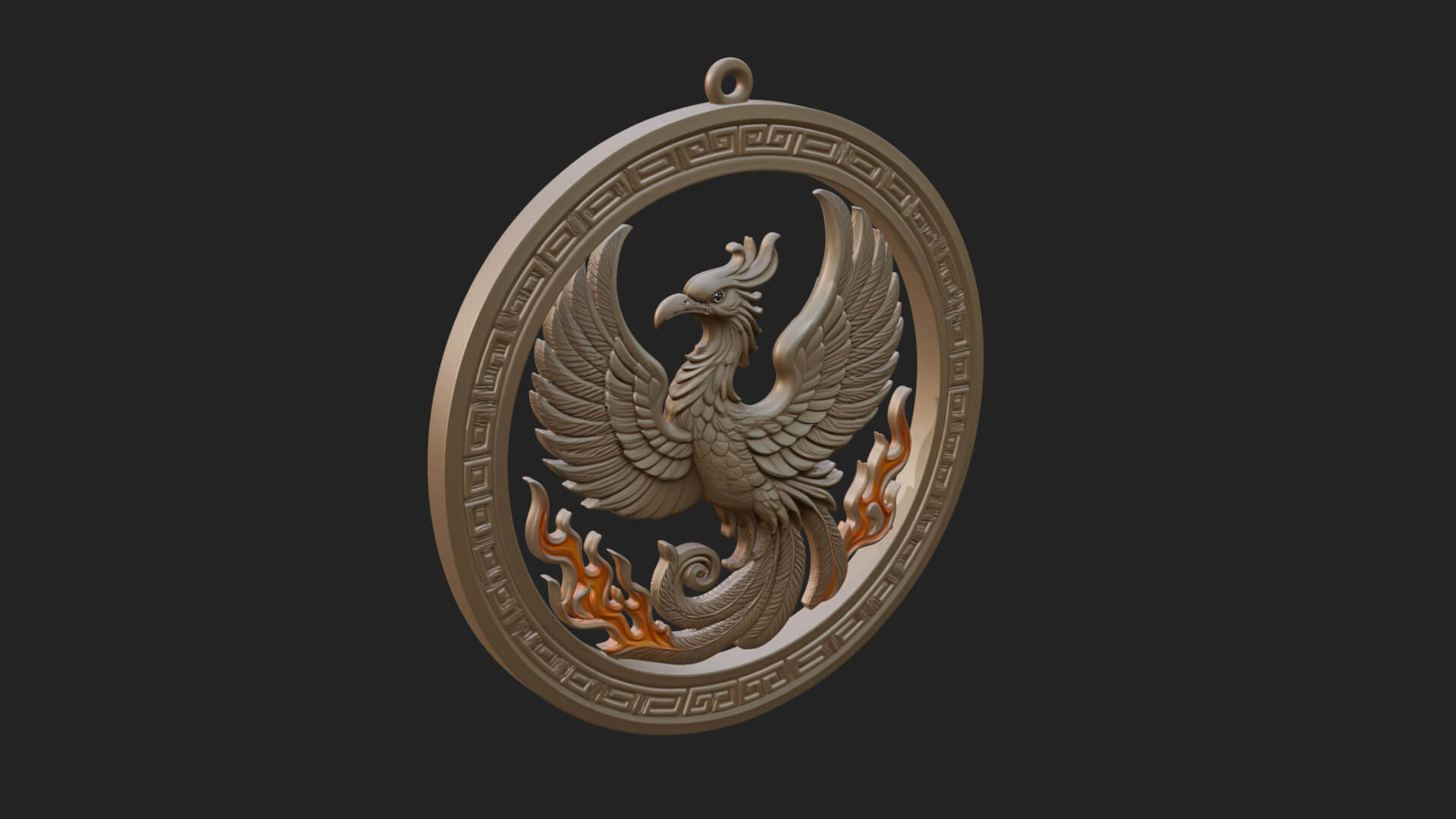 Rising Phoenix Oval Plaque Design 2 3D Print Model 3D Model