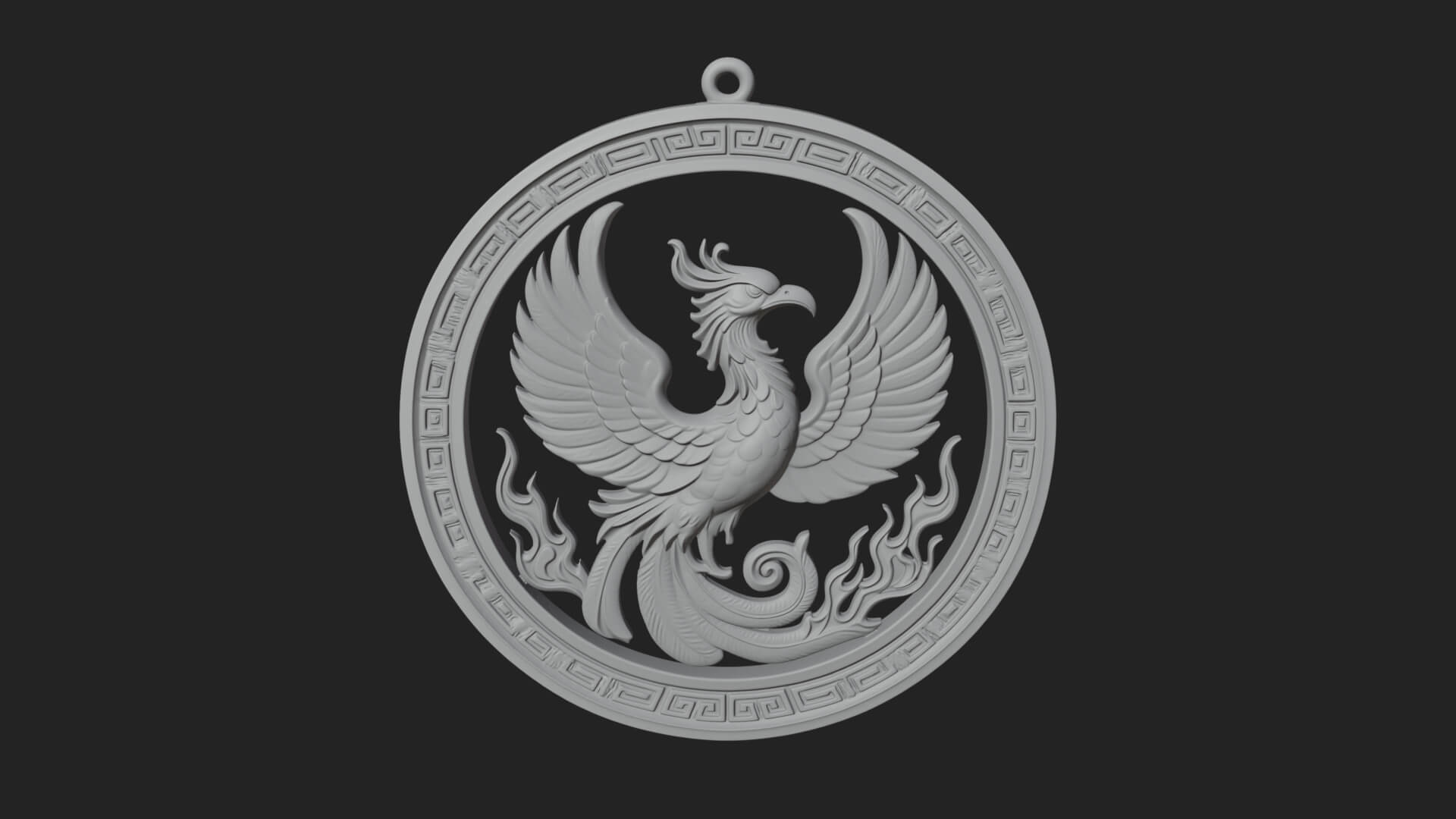 Rising Phoenix Oval Plaque Design 2 3D Print Model 3D Model